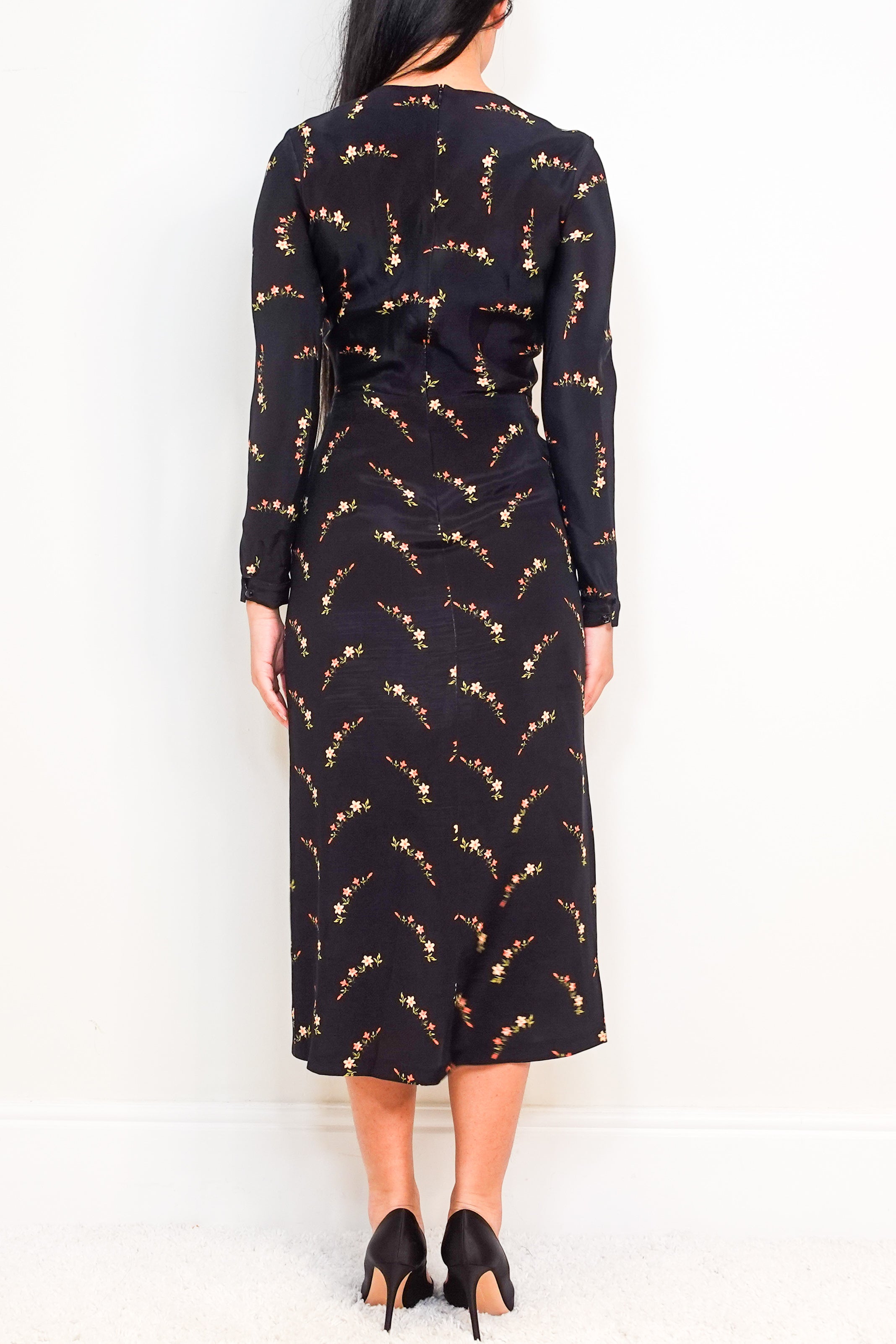 Black floral midi dress RRP £150