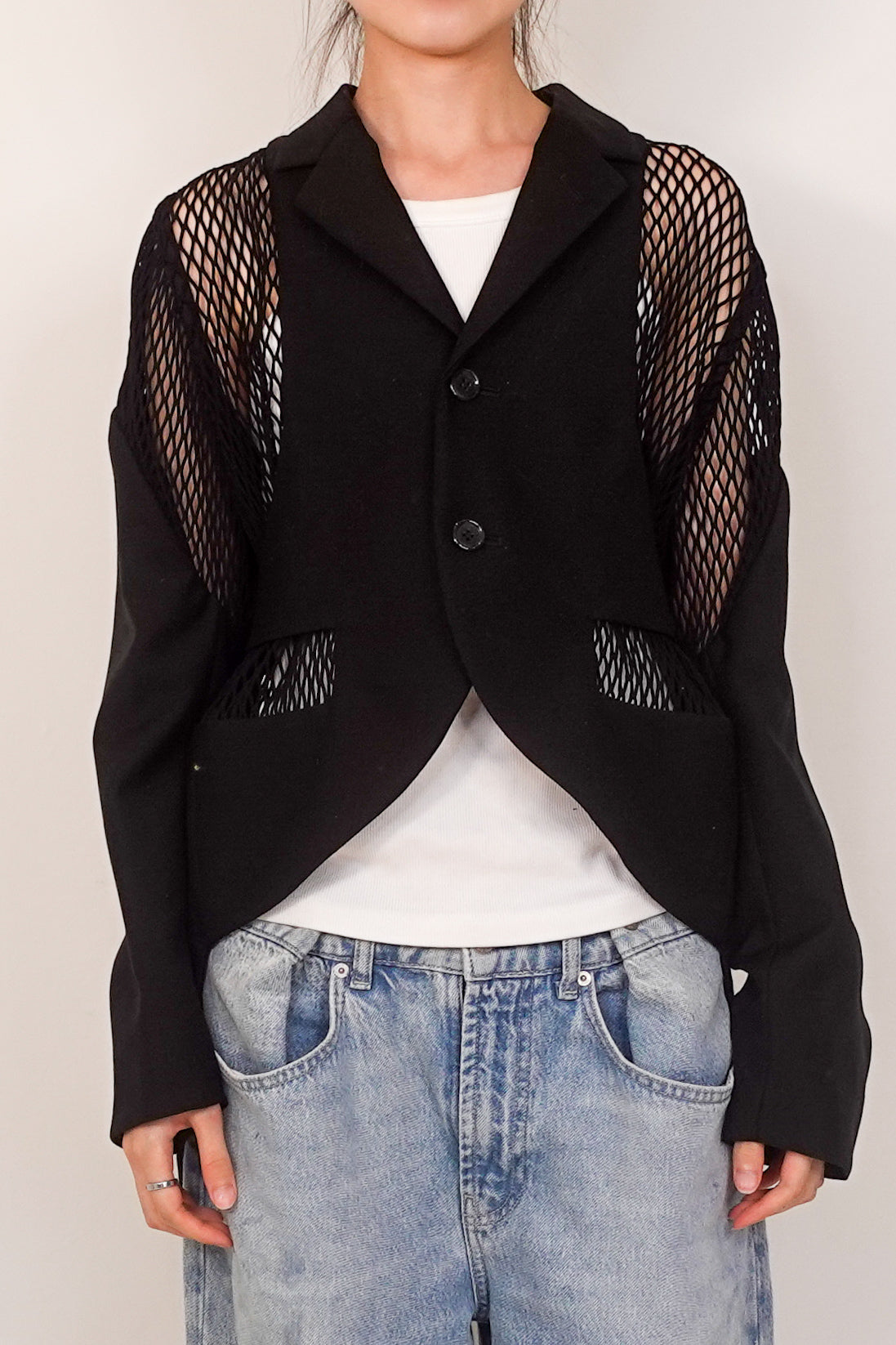 Mesh panel single breasted wool blazer RRP £2k