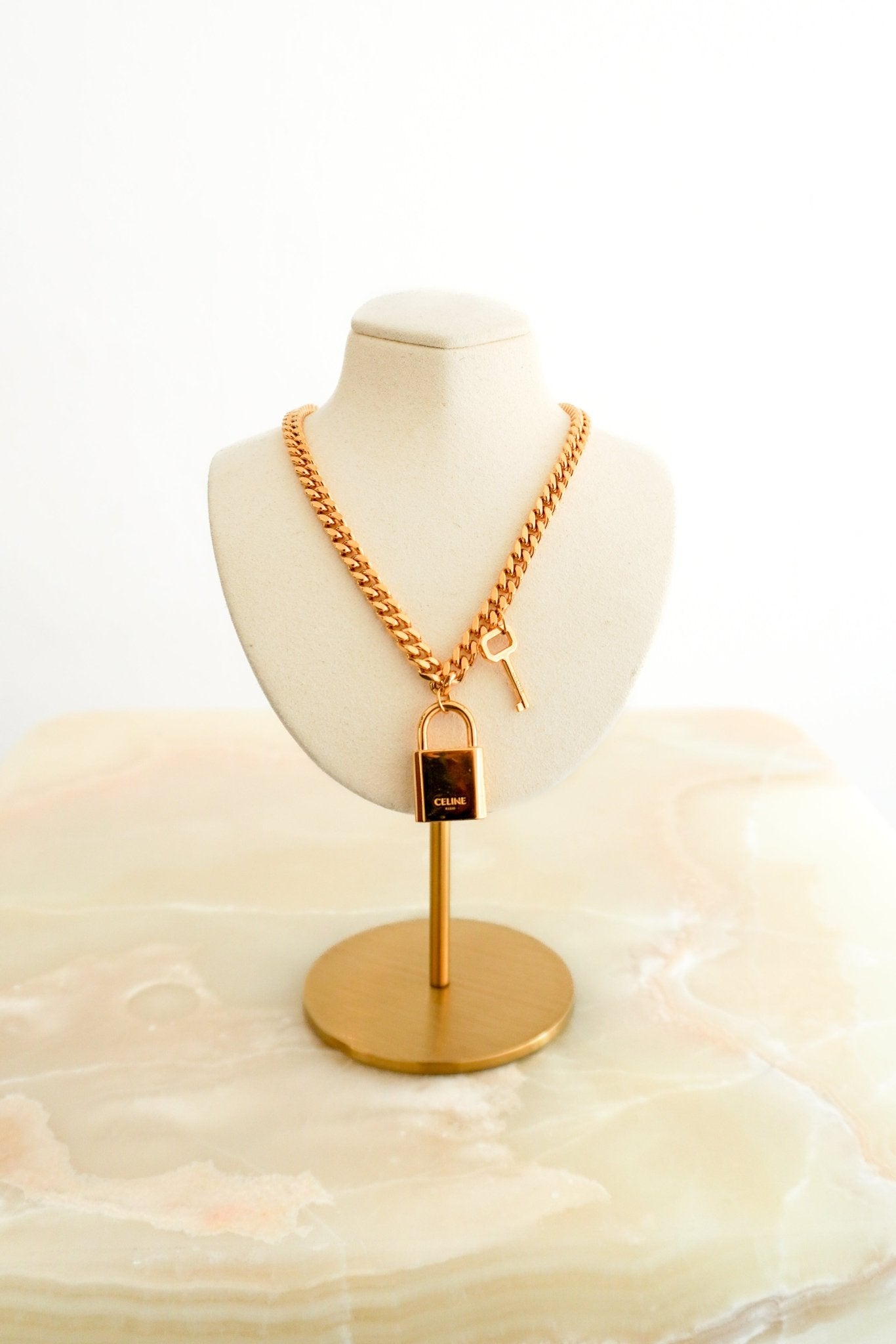 CELINE Lock Pendant Necklace Gold-Tone Metal (RRP £995) | Authentic Preloved FINAL SALE - Reloved Again