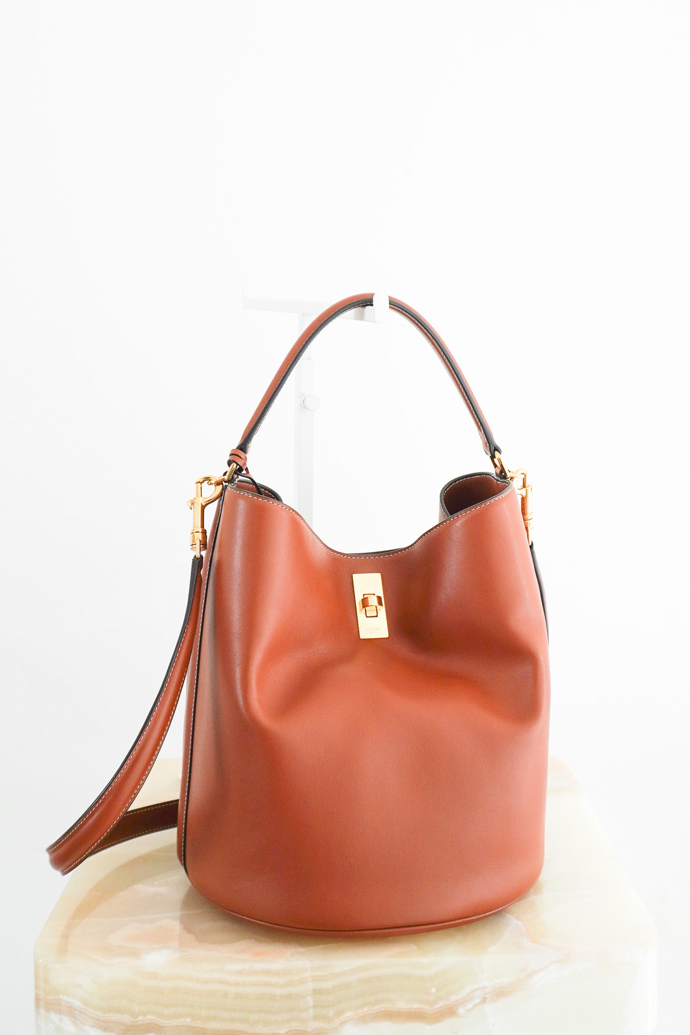 CURRENT-SEASON-Celine-Camillee-16-Soft-Bag-in-Tan-front-picture-chelsea-london