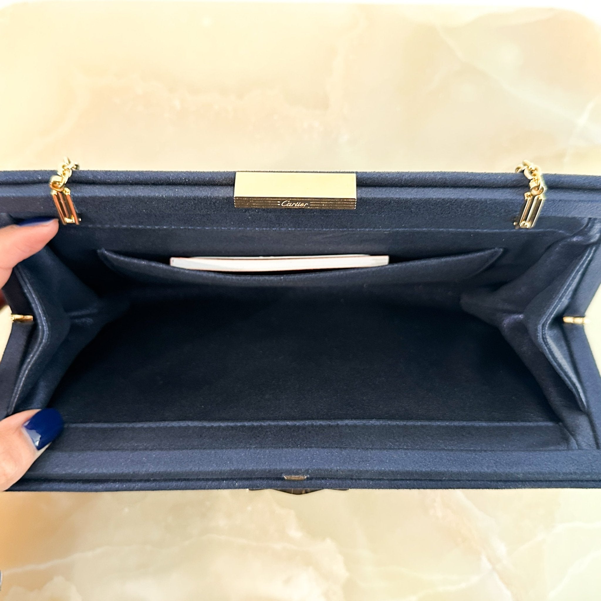 Cartier Navy Panthere De Cartier Leather Clutch RRP £2200 | Authentic Preloved - Reloved Again