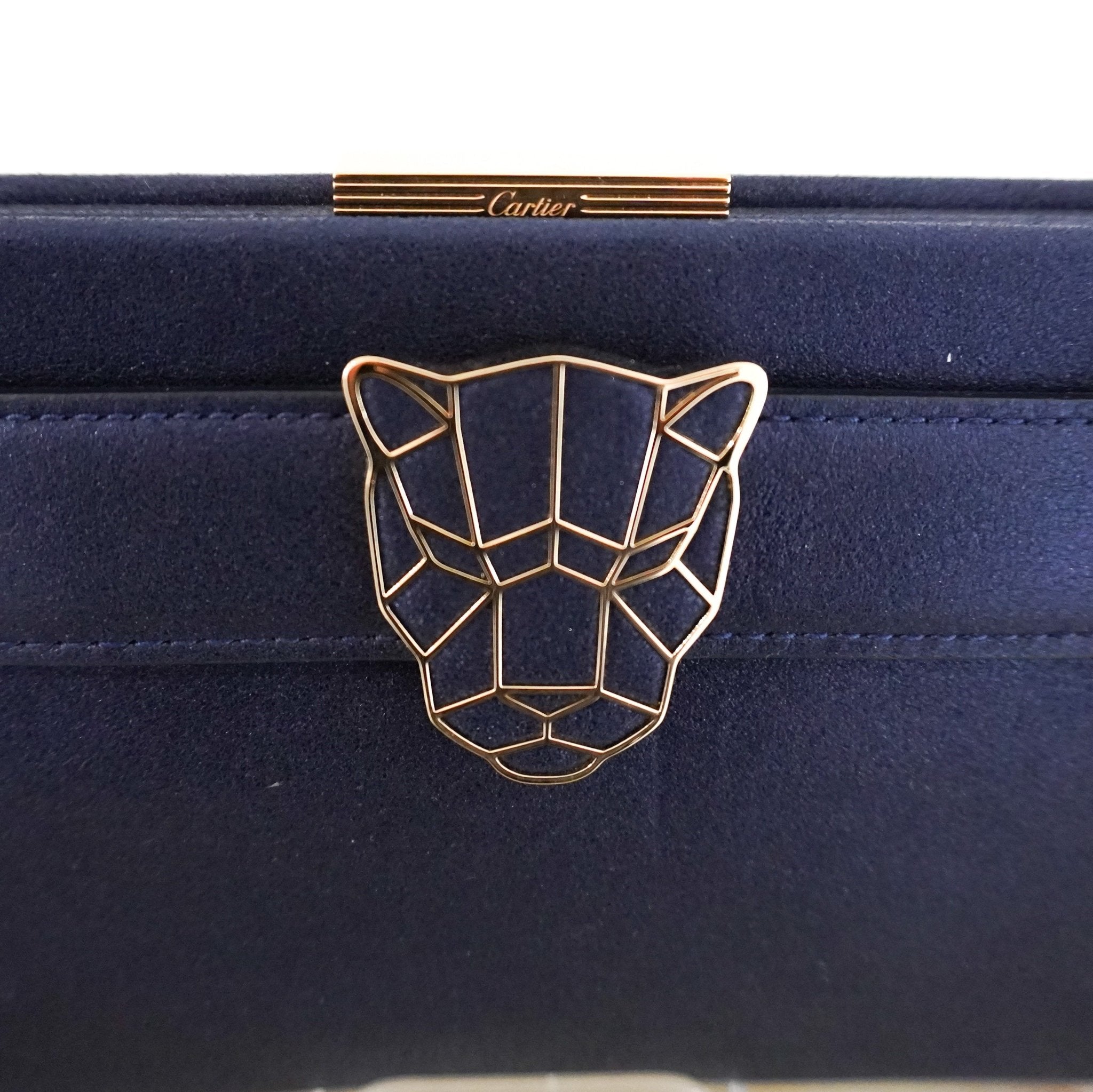 Cartier Navy Panthere De Cartier Leather Clutch RRP £2200 | Authentic Preloved - Reloved Again