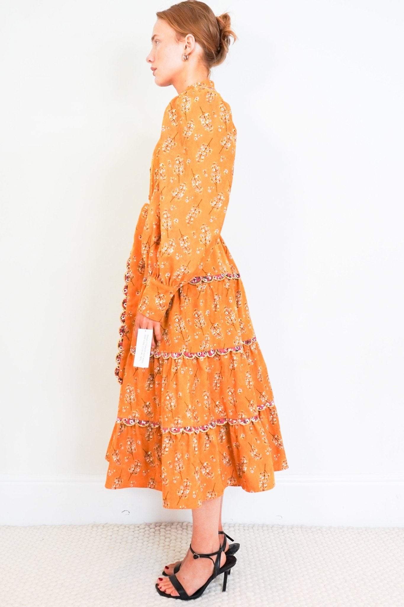 Celia-B-Yellow-Corduroy-Midi-Dress-side-picture-Chelsea-London