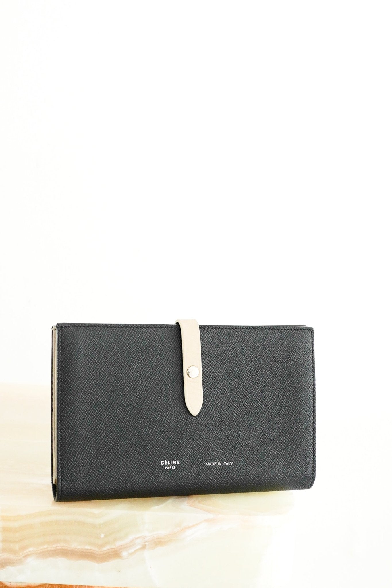 Celine Black and Beige Large Strap Wallet RRP £520 | Authentic Preloved - Reloved Again