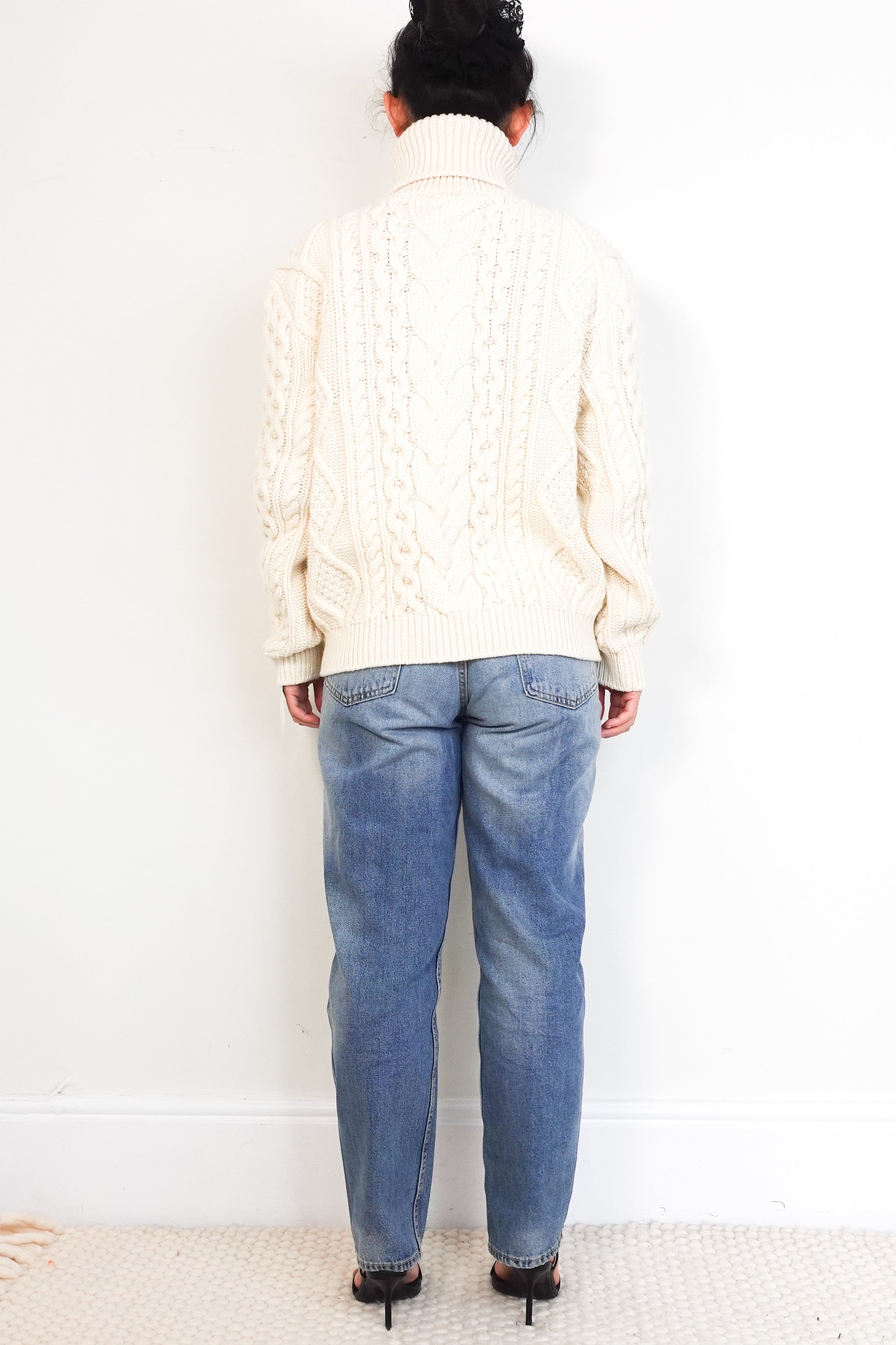 Celine-Cream-High-Neck-Aran-Chunky-Knit-Jumper-back-picture-Chelsea-London