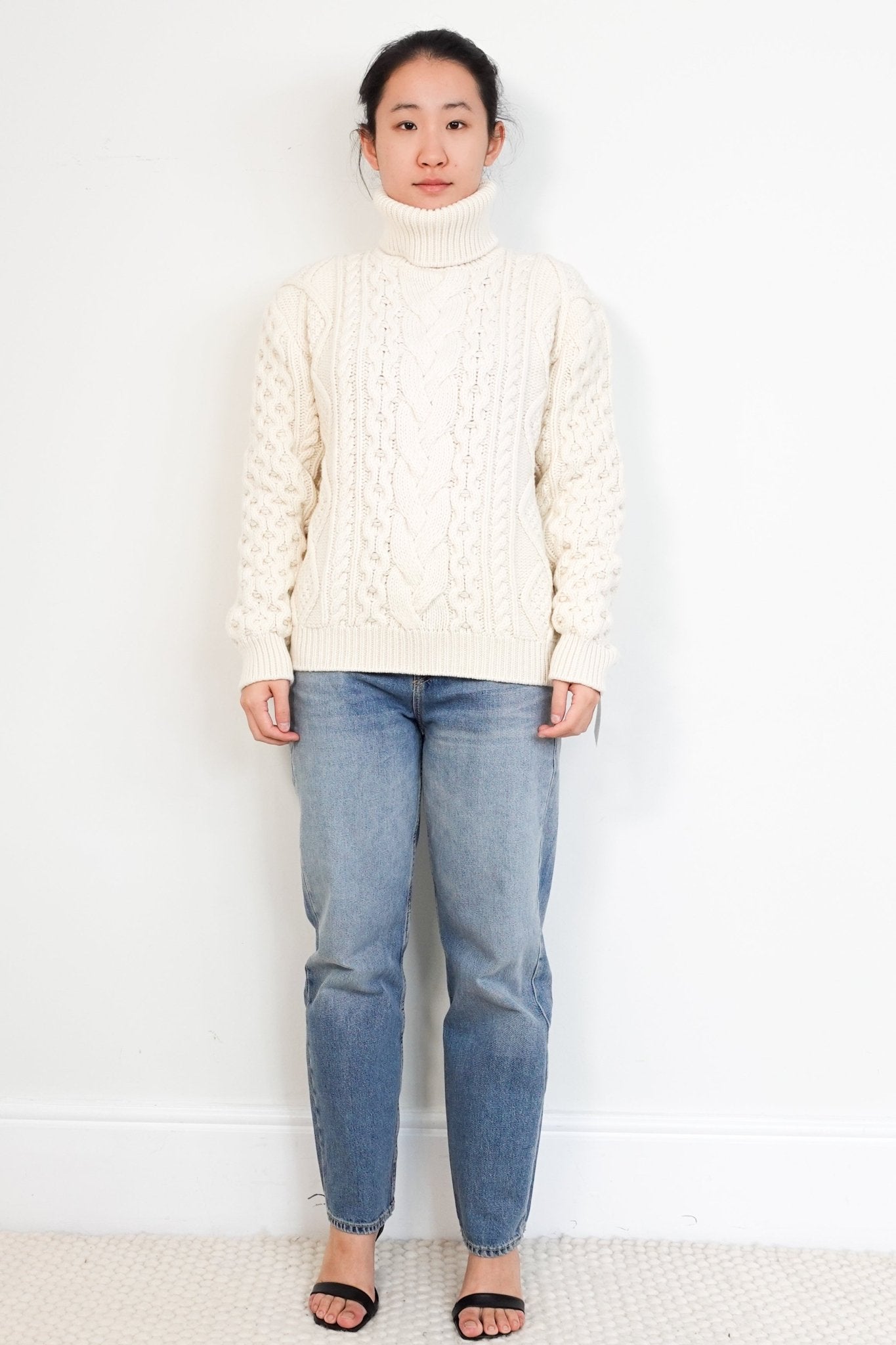 NEW Celine Cream High Neck Aran Chunky Knit Jumper RRP £1600 | Authentic Preloved - Reloved Again