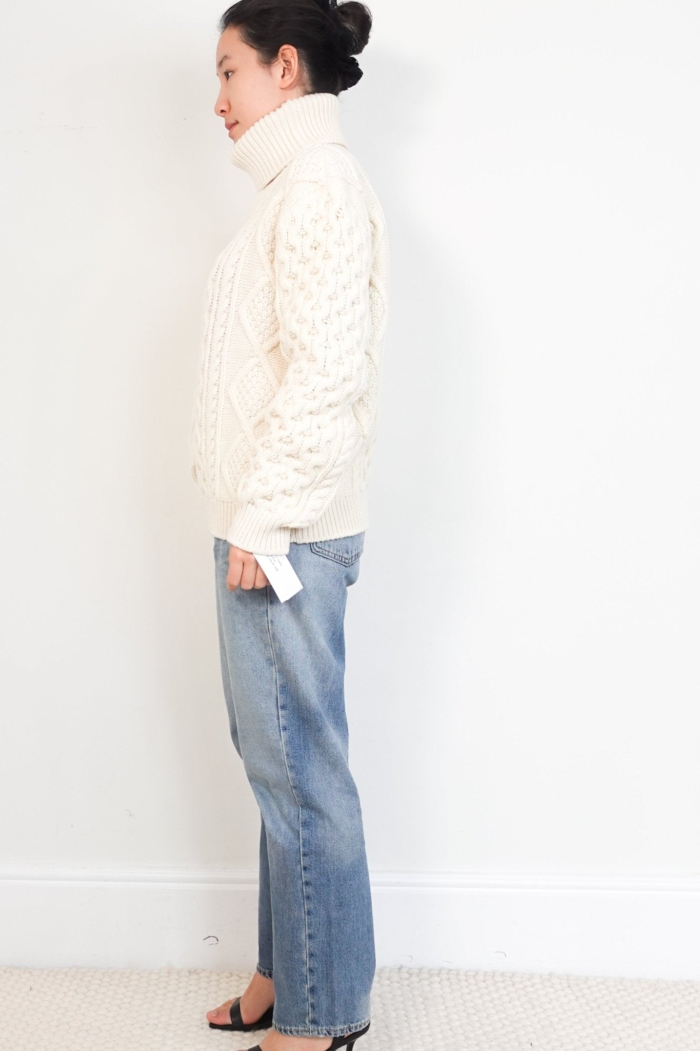 NEW Celine Cream High Neck Aran Chunky Knit Jumper RRP £1600 | Authentic Preloved - Reloved Again