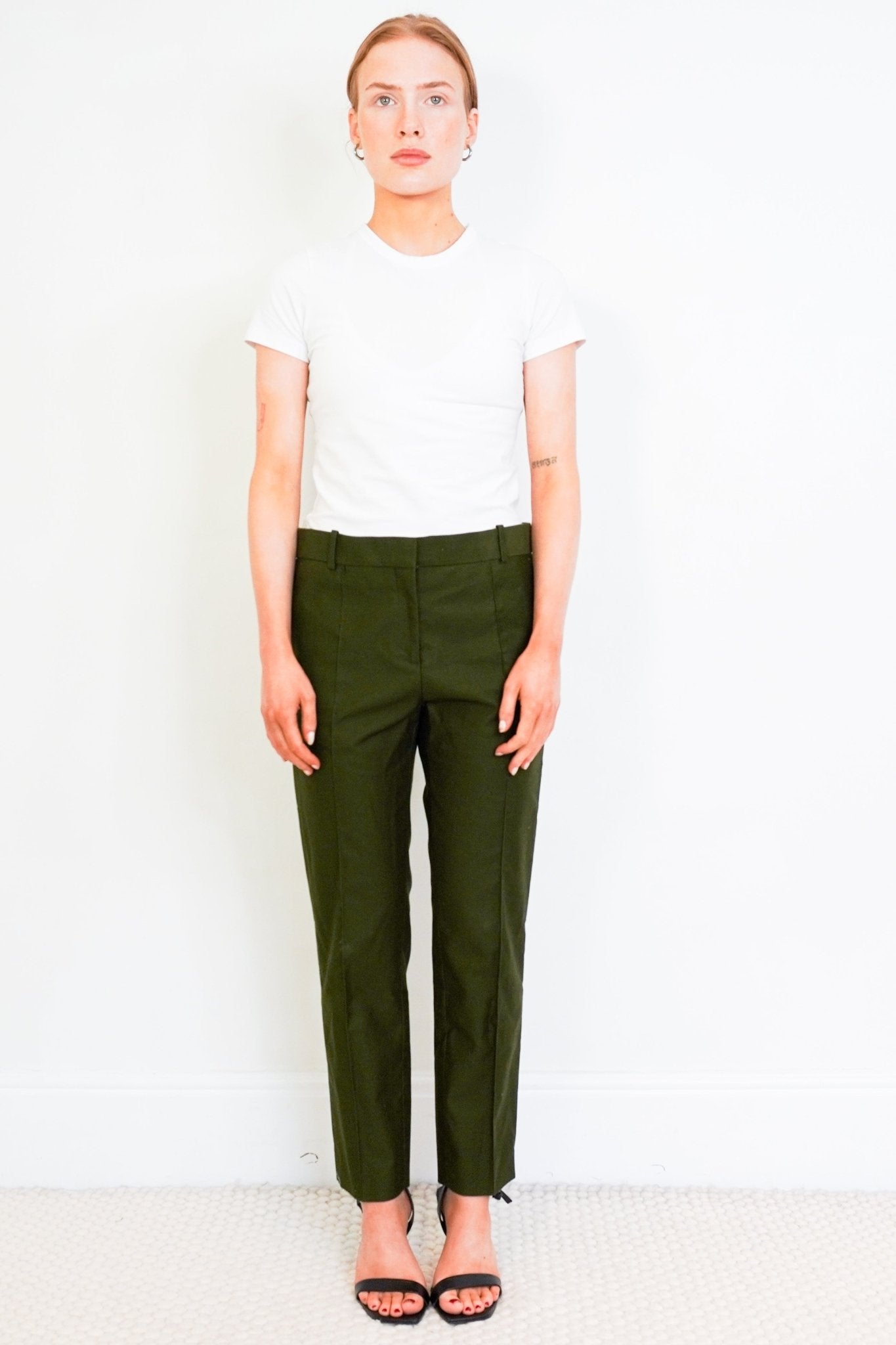 Celine-Khaki-Green-Tailored-Trousers-front-picture-Chelsea-London