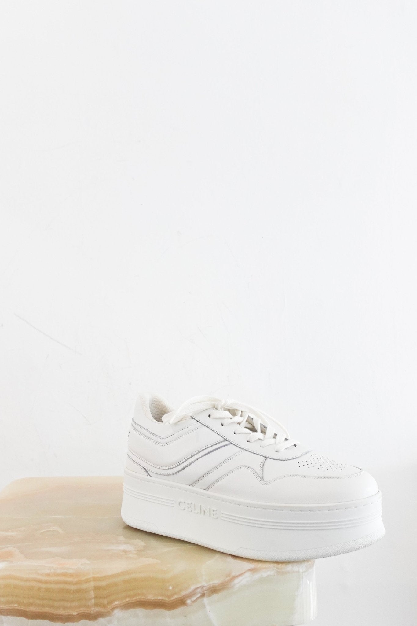 NEW Celine White Leather Wedge Trainers RRP £670 | Authentic Preloved - Reloved Again
