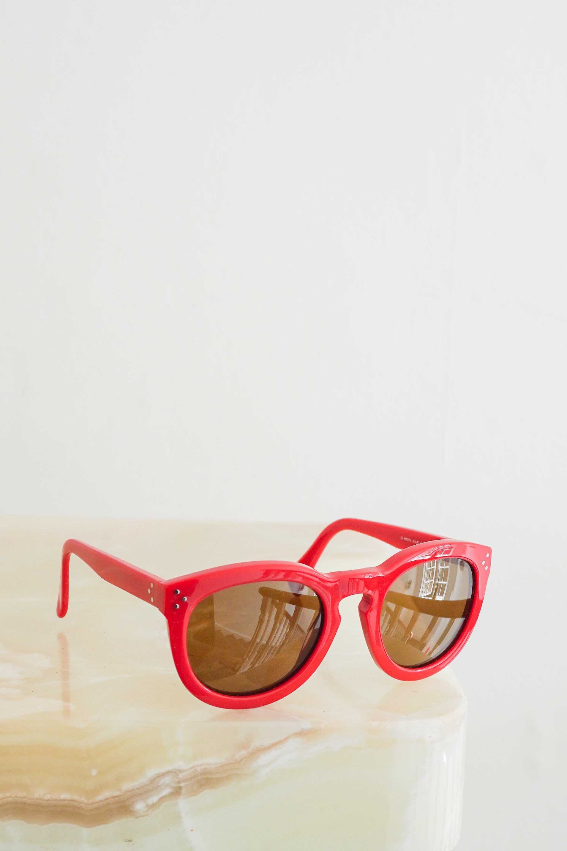 Celine Red Oversized Round Sunglasses CL41801/S J70HK front photo chelsea london