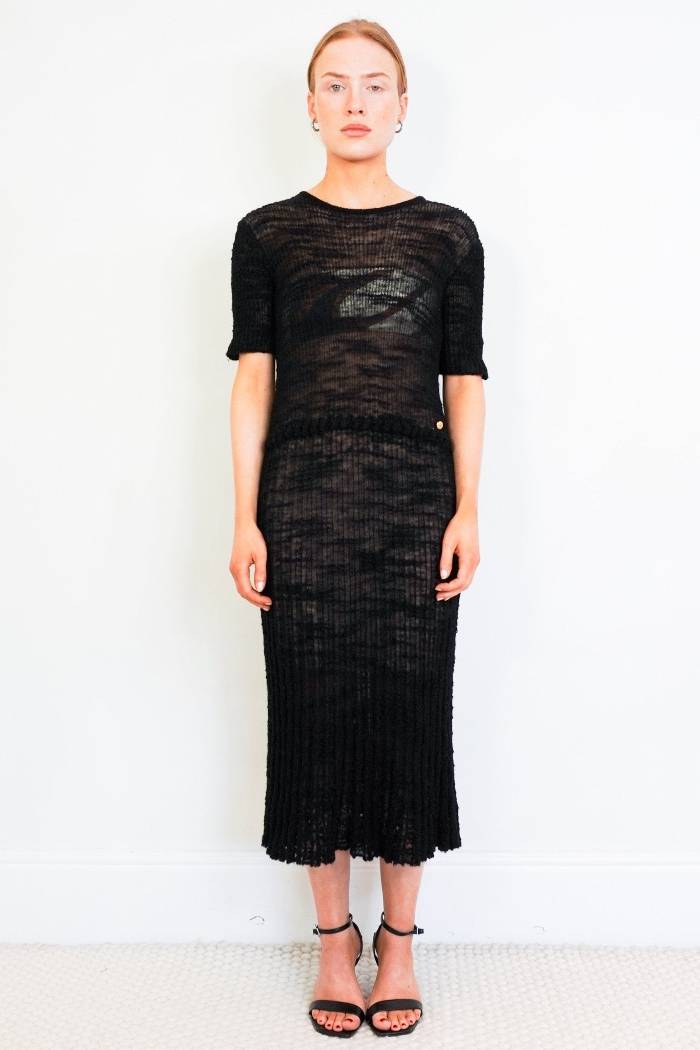 Chanel AW 2016 Sheer Black Ribbed Dress RRP £2650 | Authentic Preloved - Reloved Again