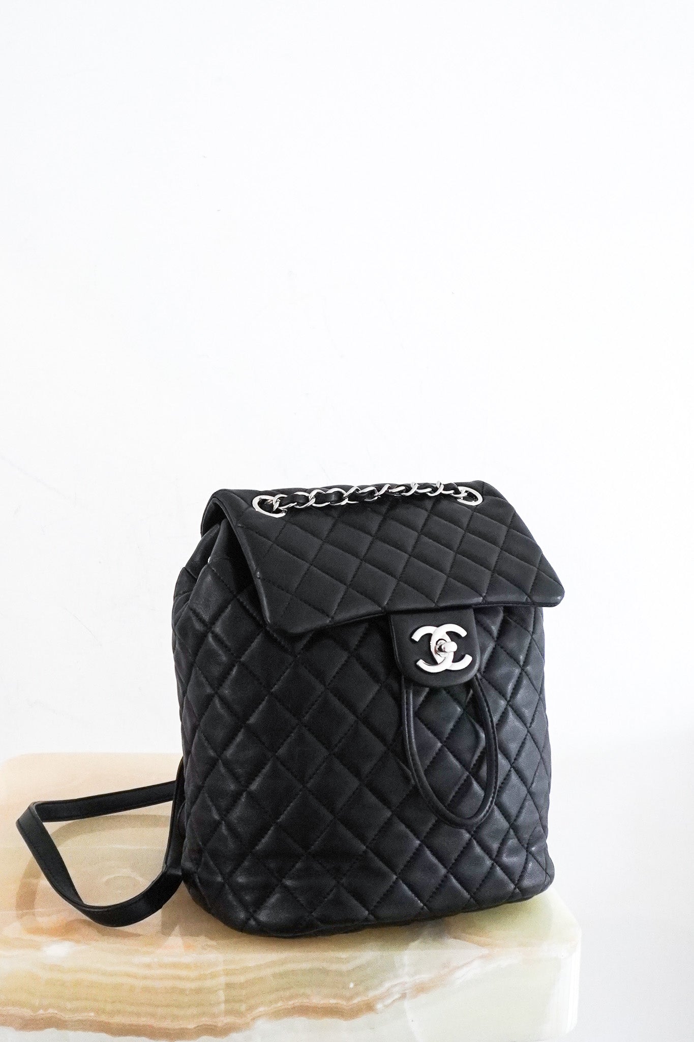 Chanel-Black-Lambskin-Quilted-Small-Urban-Spirit-Backpack-front-picture-chelsea-london