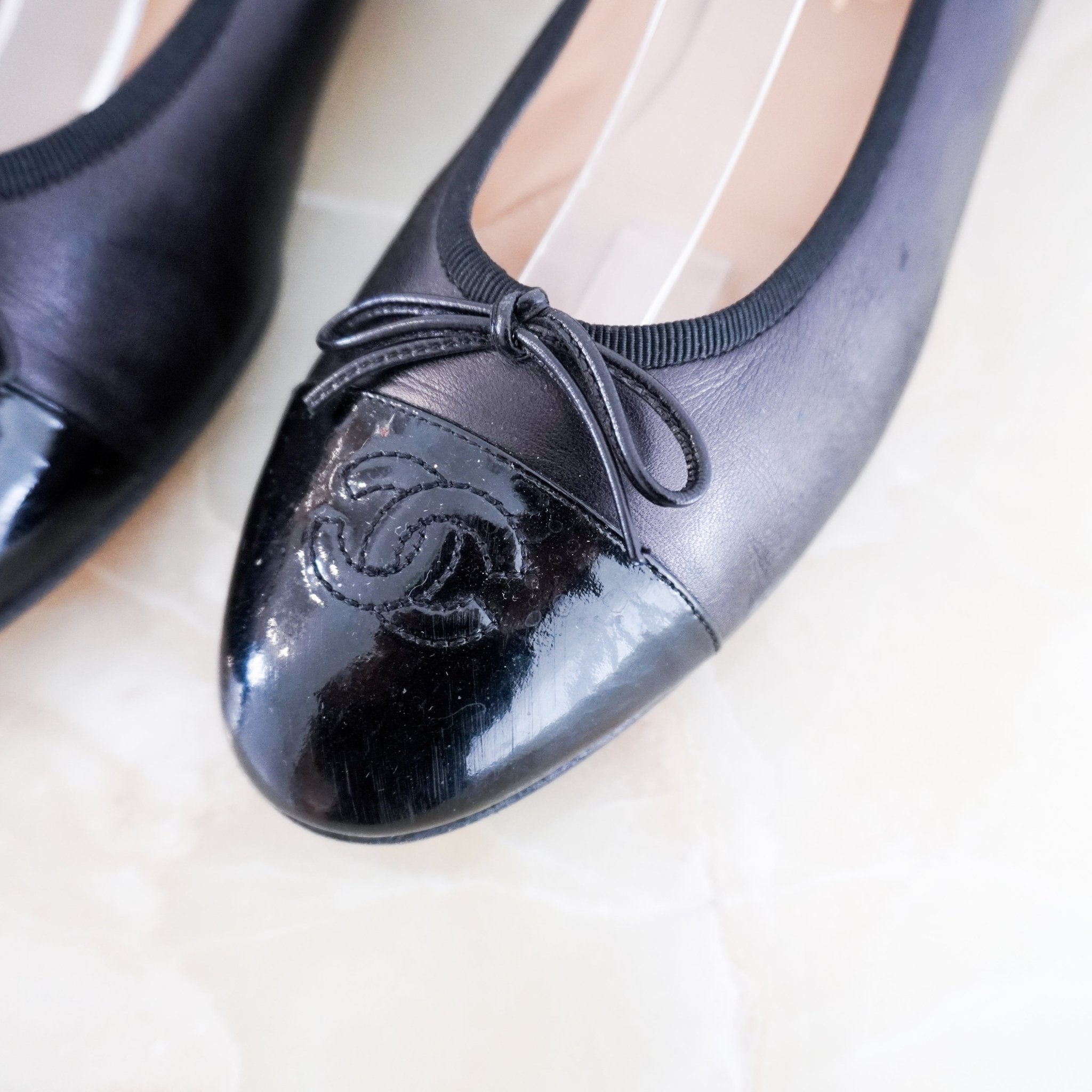 Chanel Black Leather CC Ballet Flats RRP £800 | Authentic Preloved - Reloved Again