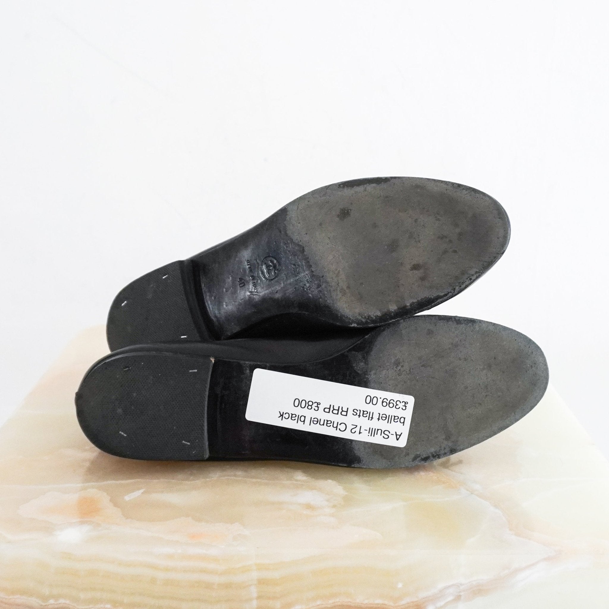 Chanel Black Leather CC Ballet Flats RRP £800 | Authentic Preloved - Reloved Again