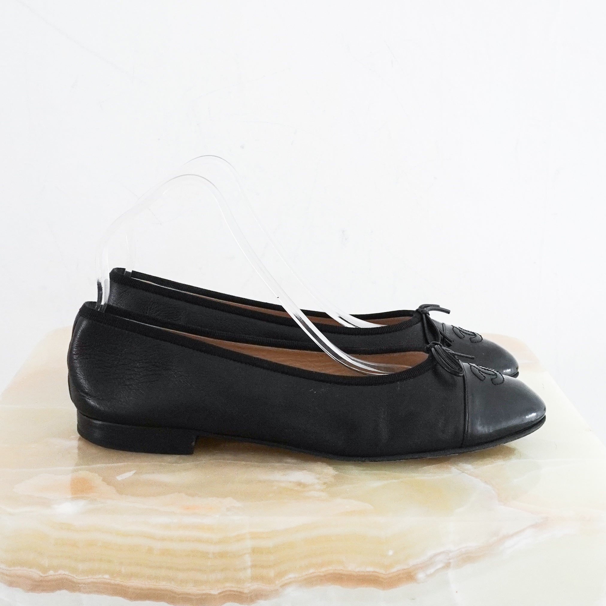Chanel Black Leather CC Ballet Flats RRP £800 | Authentic Preloved - Reloved Again