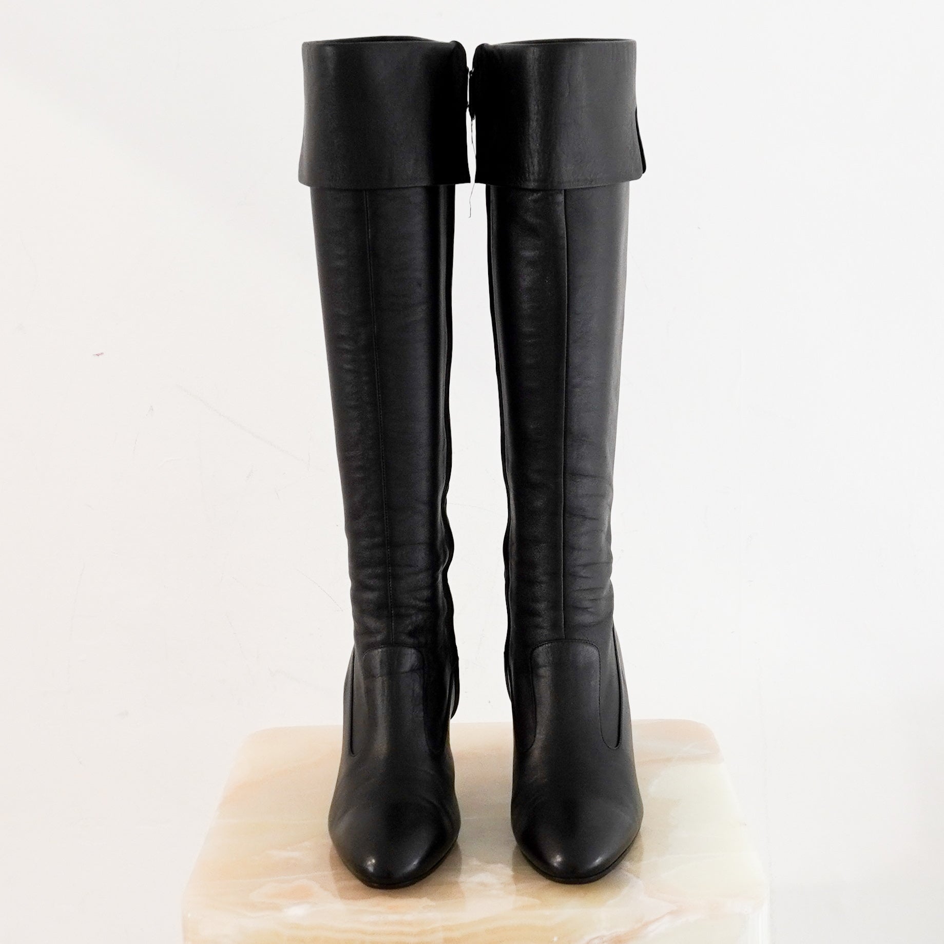 Chanel Black Leather Knee High Boots RRP £1700 | Authentic Preloved - Reloved Again