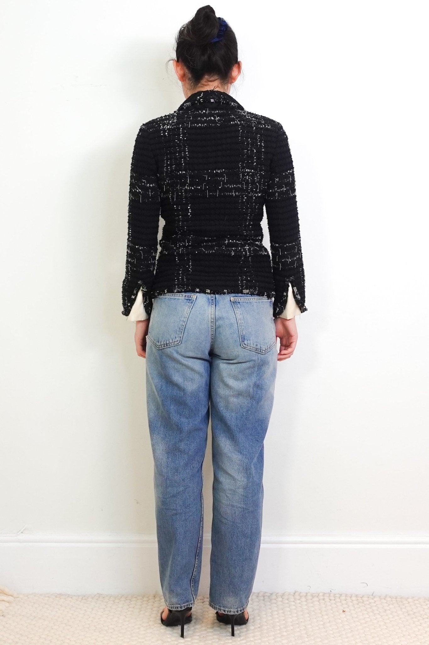 Chanel Black and Silver Boucle Jacket RRP £5.5K | Authentic Preloved - Reloved Again