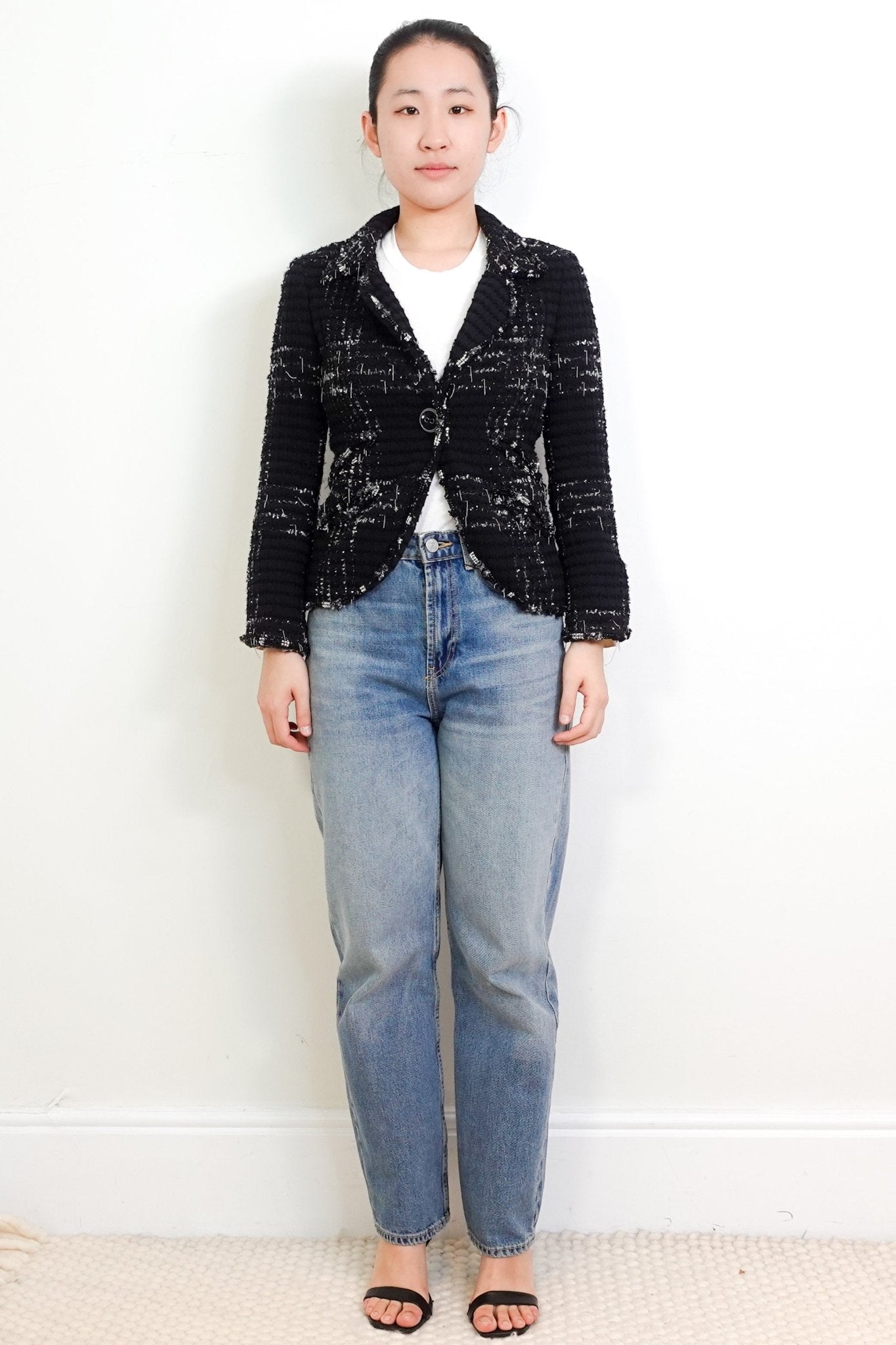 Chanel Black and Silver Boucle Jacket RRP £5.5K | Authentic Preloved - Reloved Again