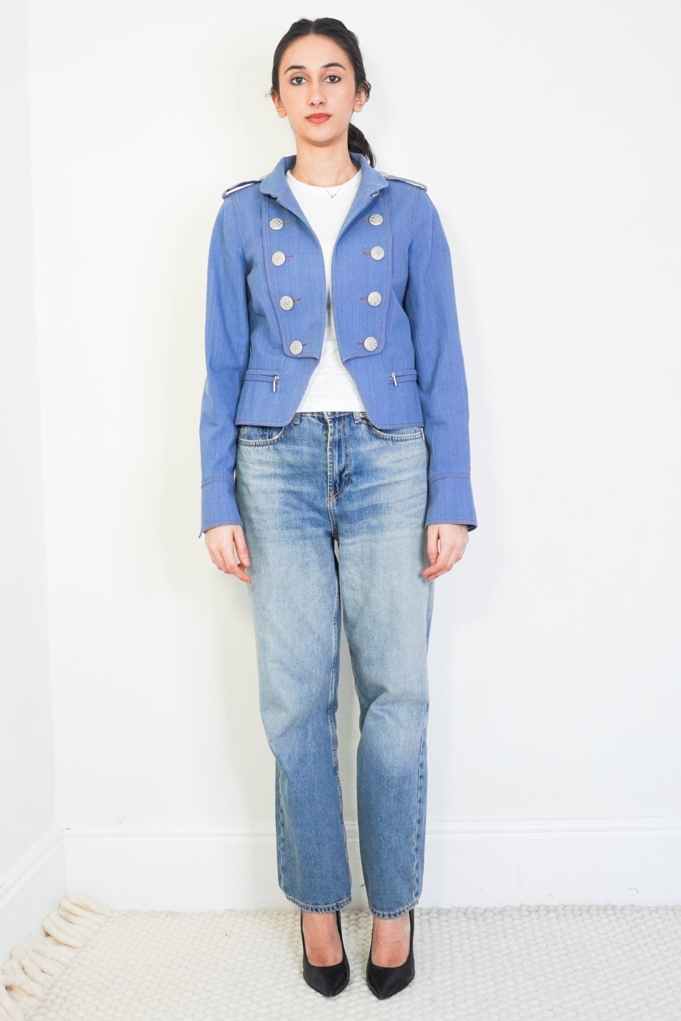 Chanel Blue Denim Silver Button Jacket 2012 Cruise Collection £5910 | Authentic Preloved - Reloved Again