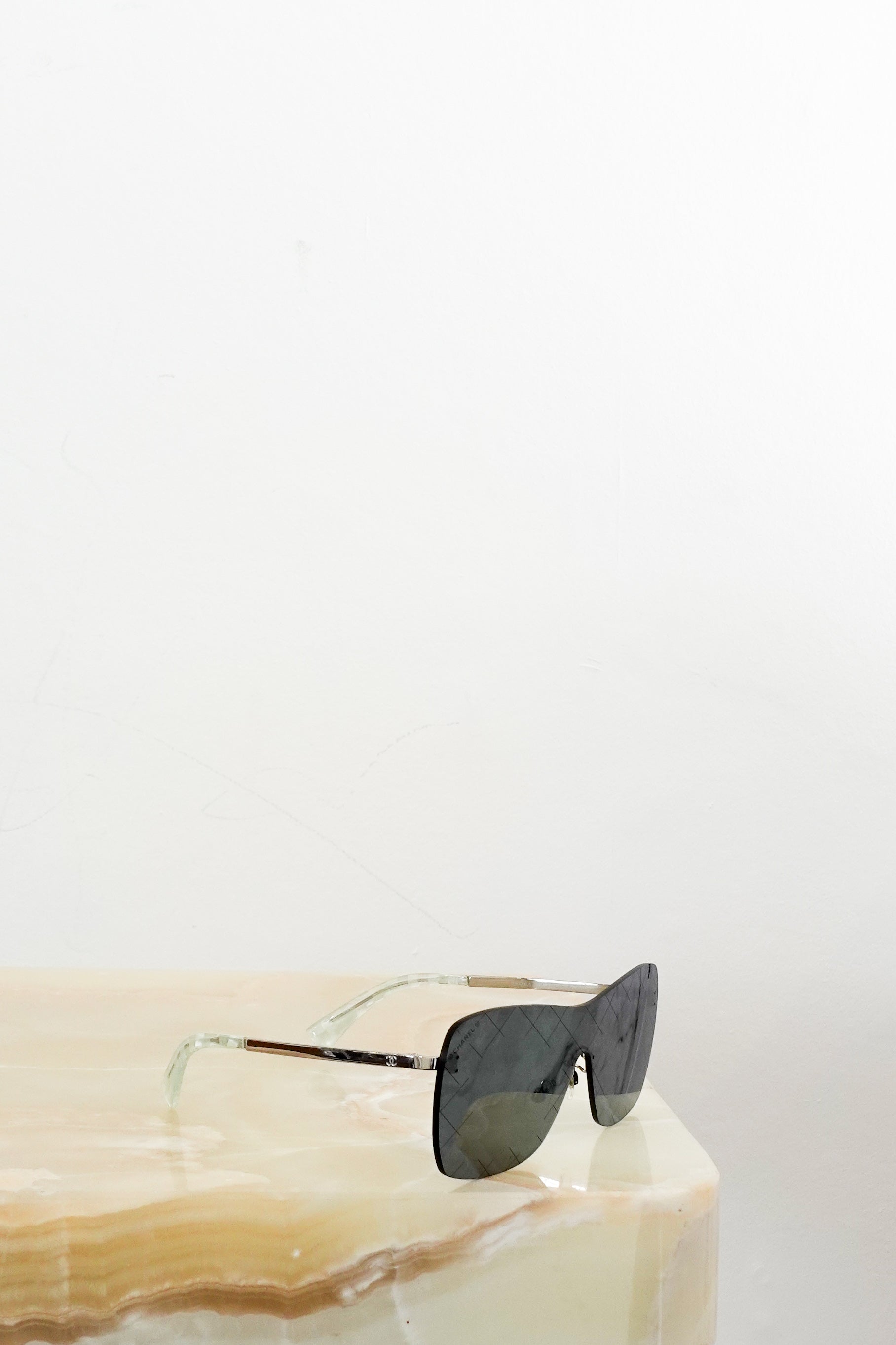 Chanel Blue Shield Diamond Pattern Runway Sunglasses RRP £700 | Authentic Preloved