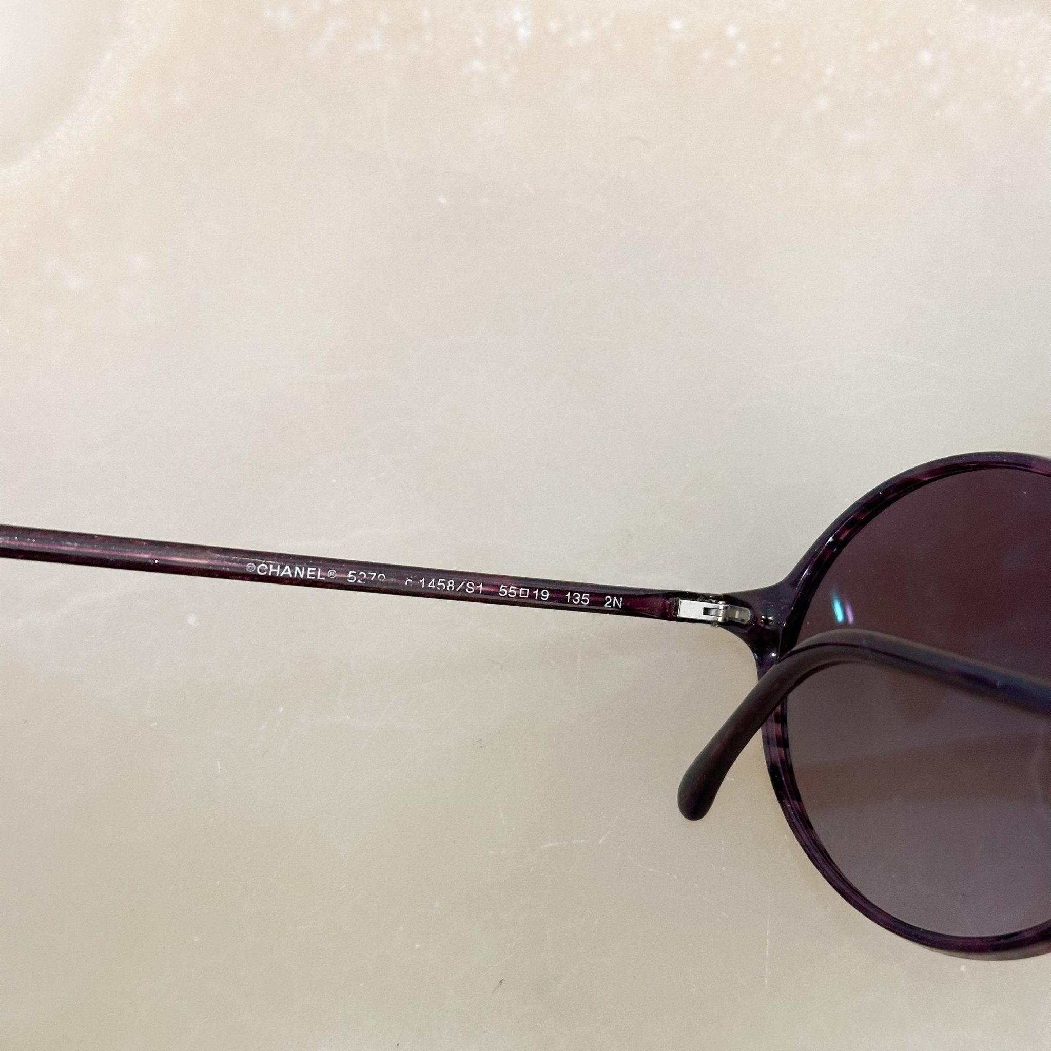 Chanel Burgundy Striped Round Sunglasses RRP £385 | Authentic Preloved - Reloved Again