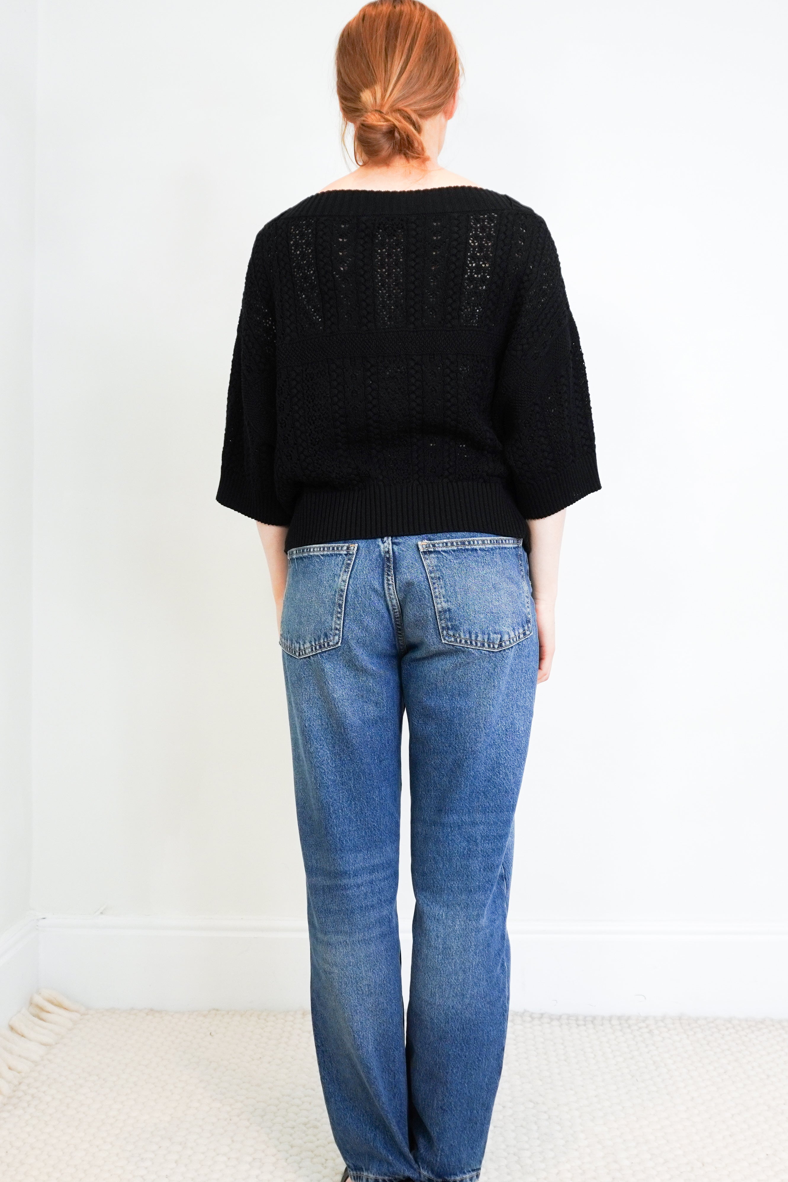Chanel-Karl-Lagerfeld-Black-Knitted-Off-The Shoulder-Top-back-picture-Chelsea-London