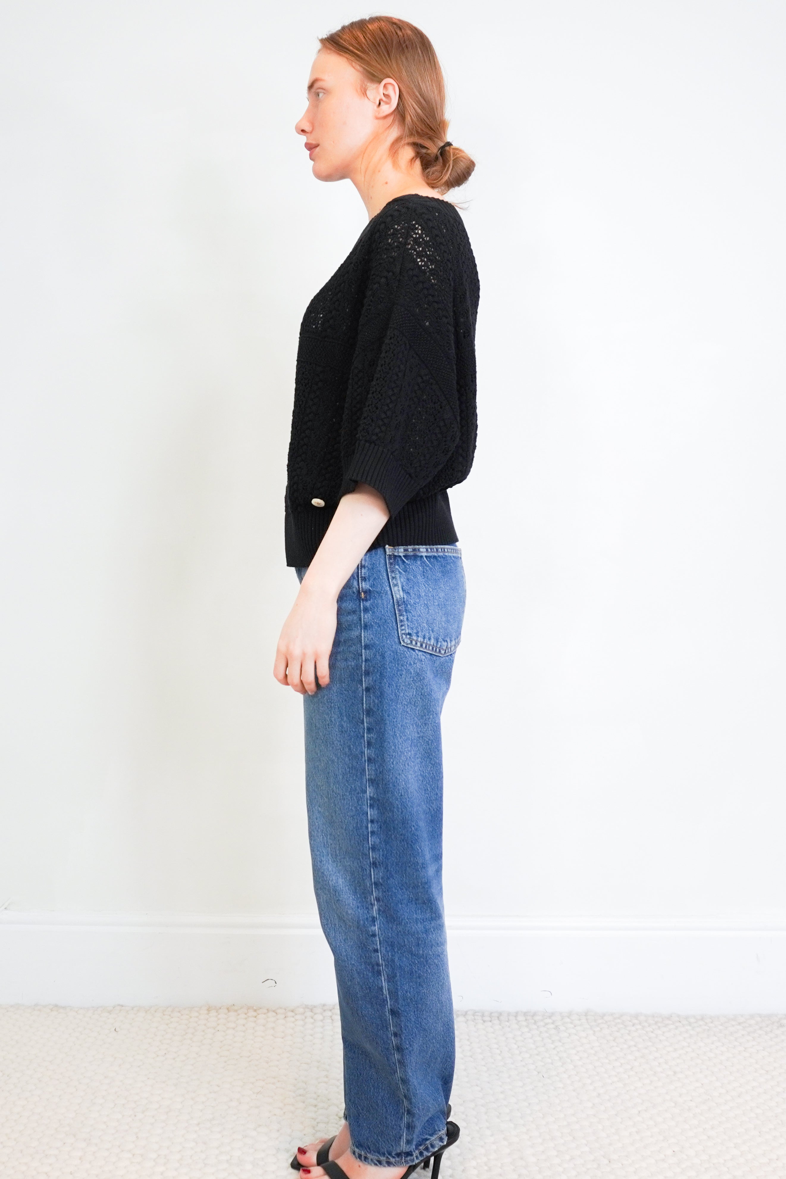 Chanel-Karl-Lagerfeld-Black-Knitted-Off-The Shoulder-Top-side-picture-Chelsea-London