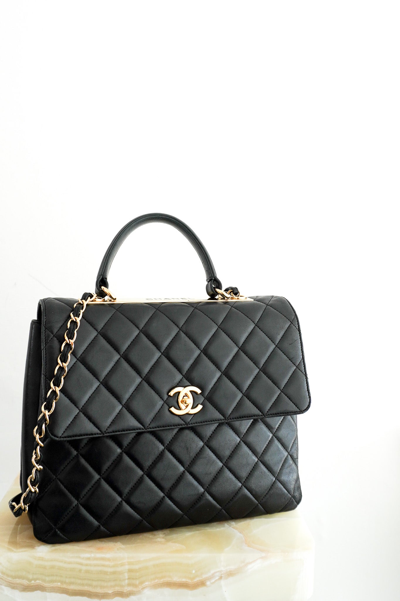 Chanel Large Lambskin Quilted Flap Bag with Top Handle | Authentic Preloved - Reloved Again