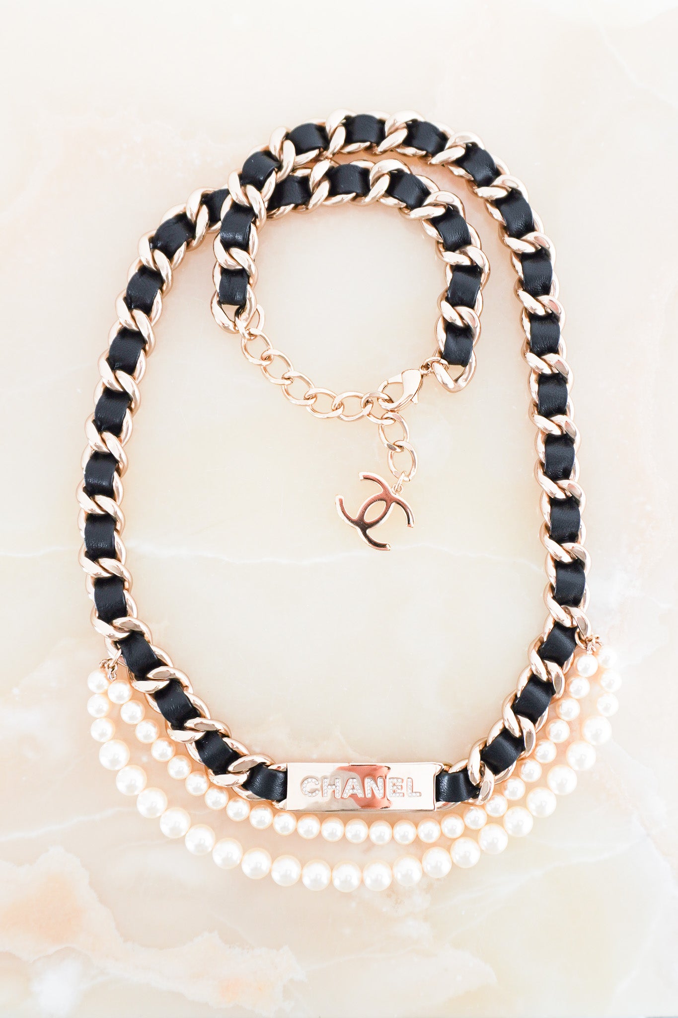 Chanel-Leather-Chain-And-Pearl-Belt-front-picture-chelsea-london