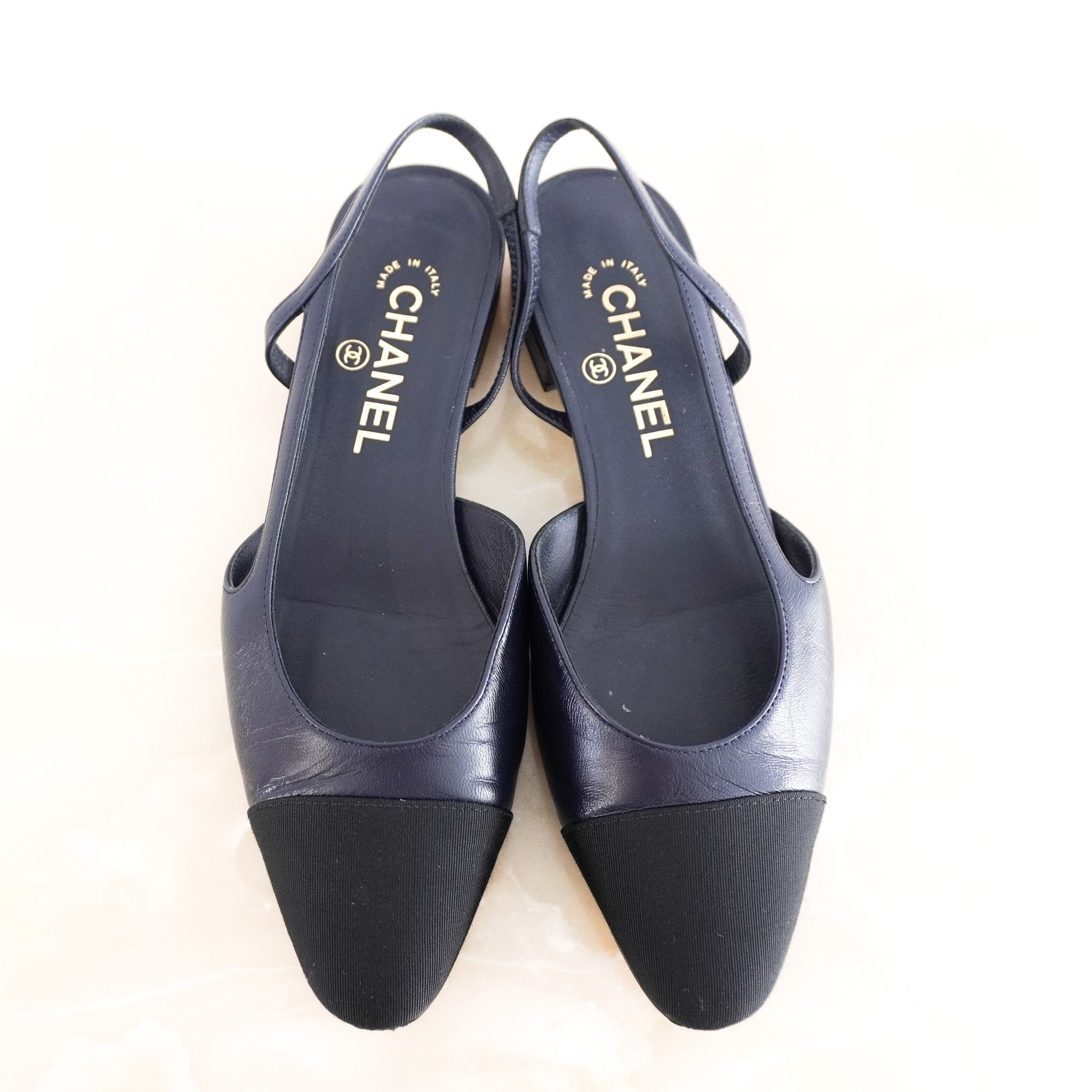 Chanel Navy Slingbacks RRP £880 | Authentic Preloved - Reloved Again