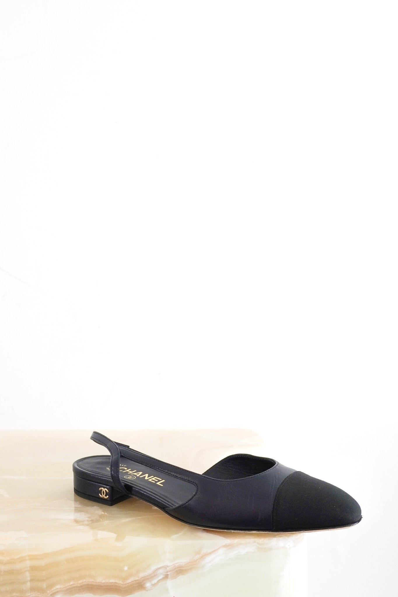 Chanel Navy Slingbacks RRP £880 | Authentic Preloved - Reloved Again