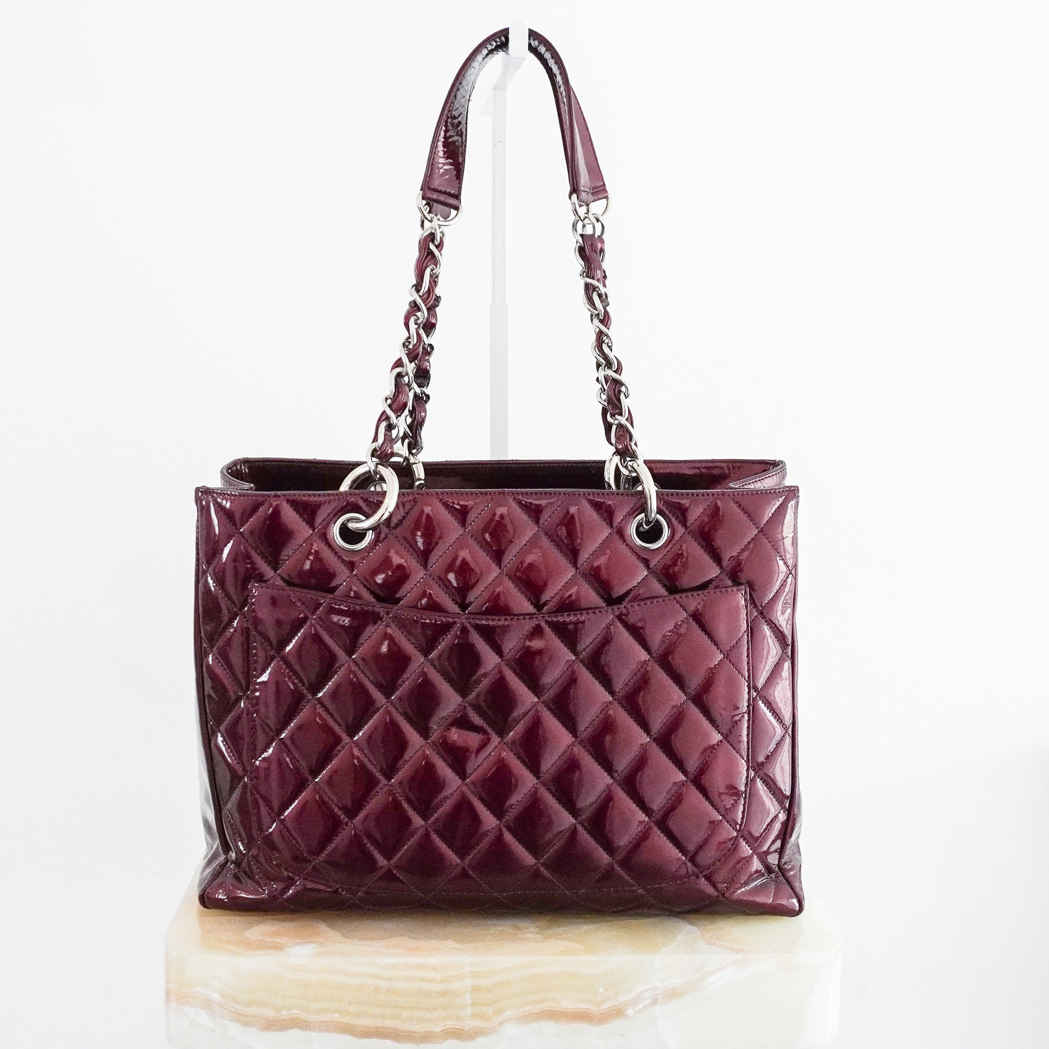 Chanel Patent Grand Shopping Tote in Burgundy RRP £5200 | Authentic Preloved - Reloved Again