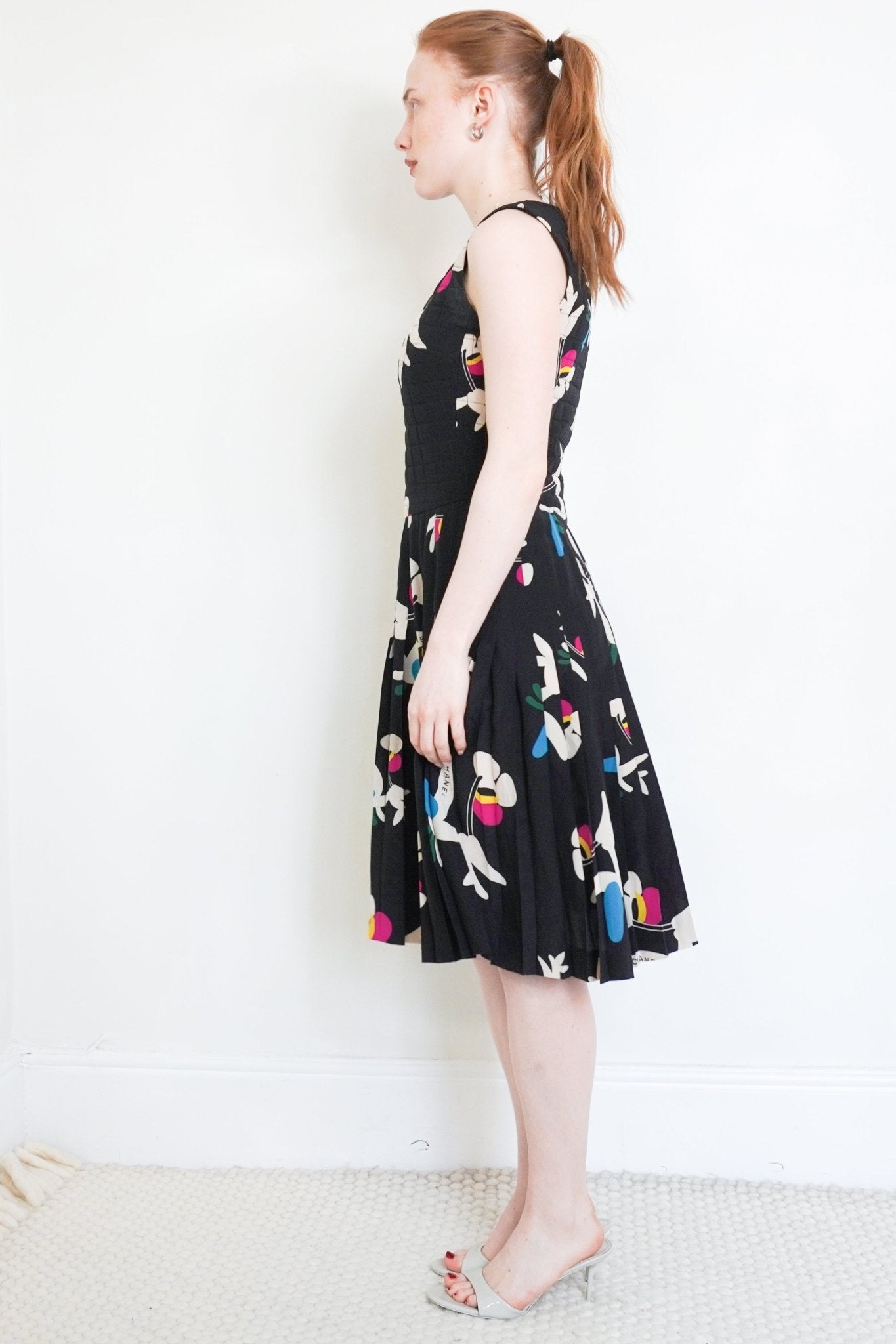 Chanel Vintage Black Silk Print Dress SS 2000 Runway RRP £1200 | Authentic Preloved - Reloved Again