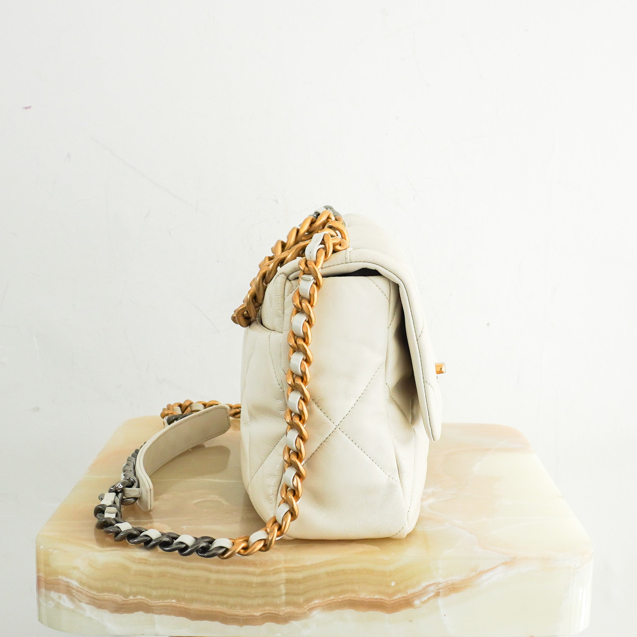 Chanel White Lambskin 19 Large Single Flap Bag RRP £5500 | Authentic Preloved - Reloved Again