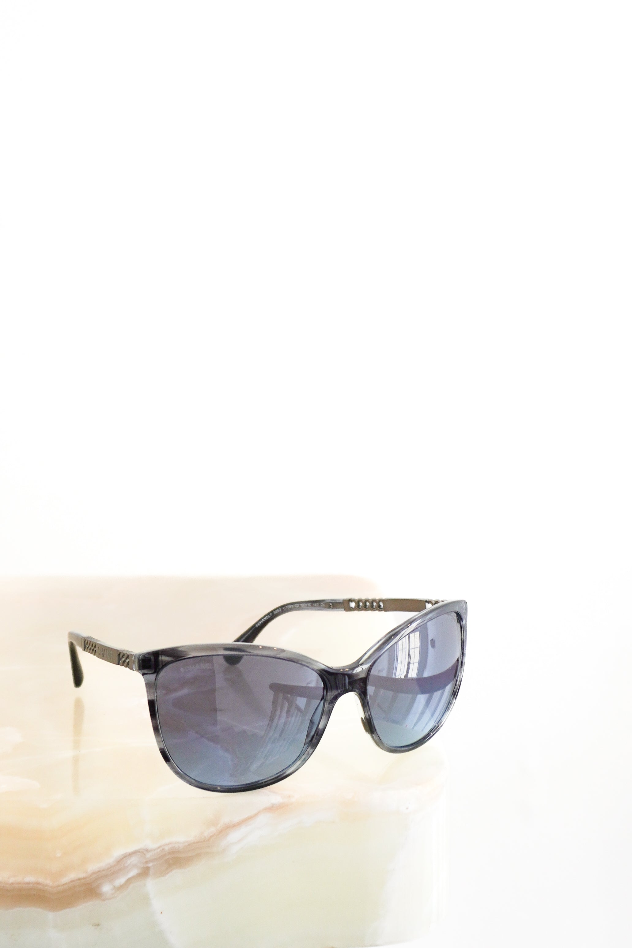 Chanel 5352 Chain Detail Cat-Eye Sunglasses front photo chelsea london