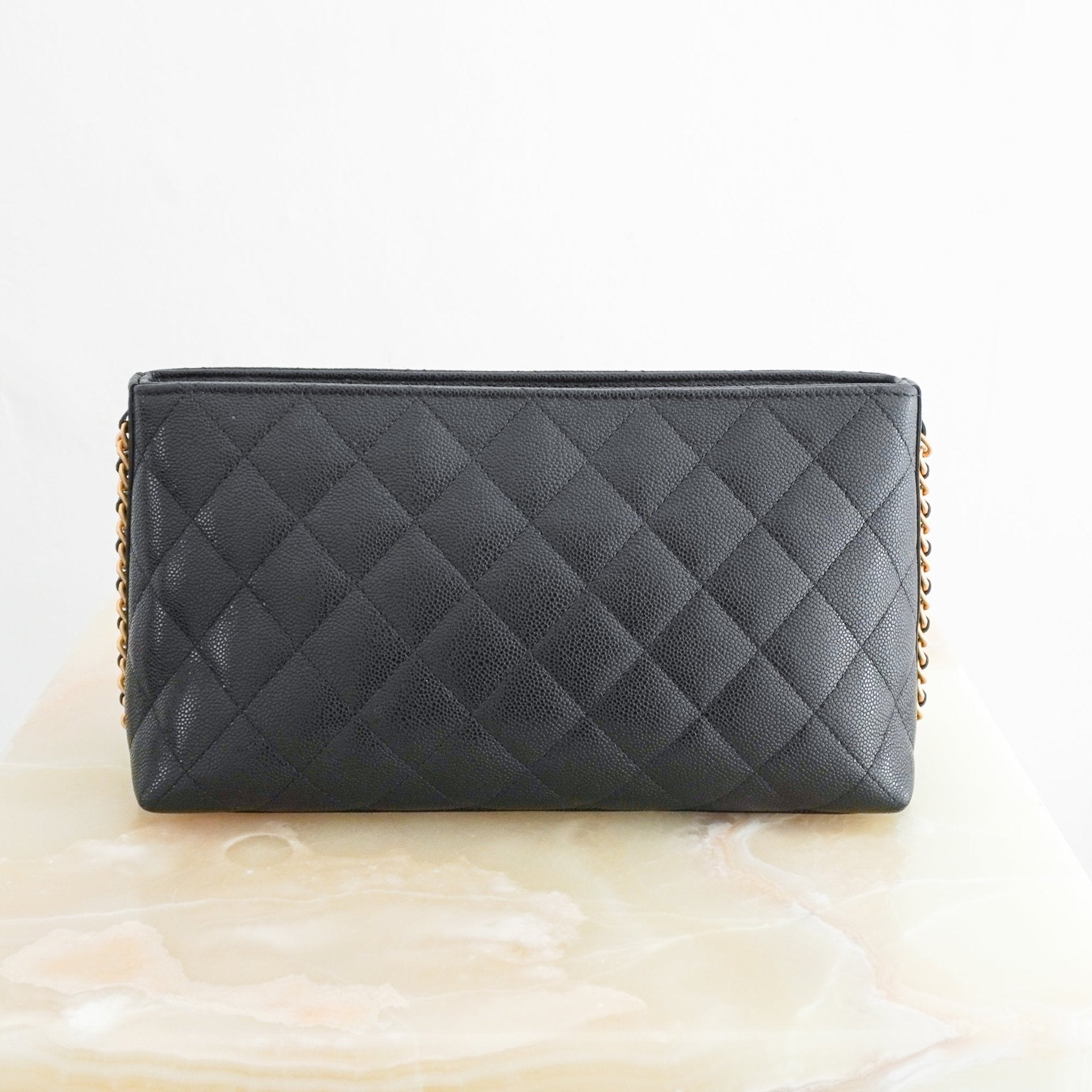 Chanel Black Caviar Leather Cosmetic Vanity Case RRP £1400 | Authentic Preloved - Reloved Again