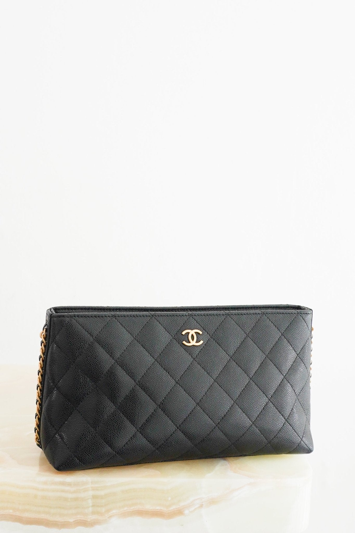 Chanel Black Caviar Leather Cosmetic Vanity Case RRP £1400 | Authentic Preloved - Reloved Again