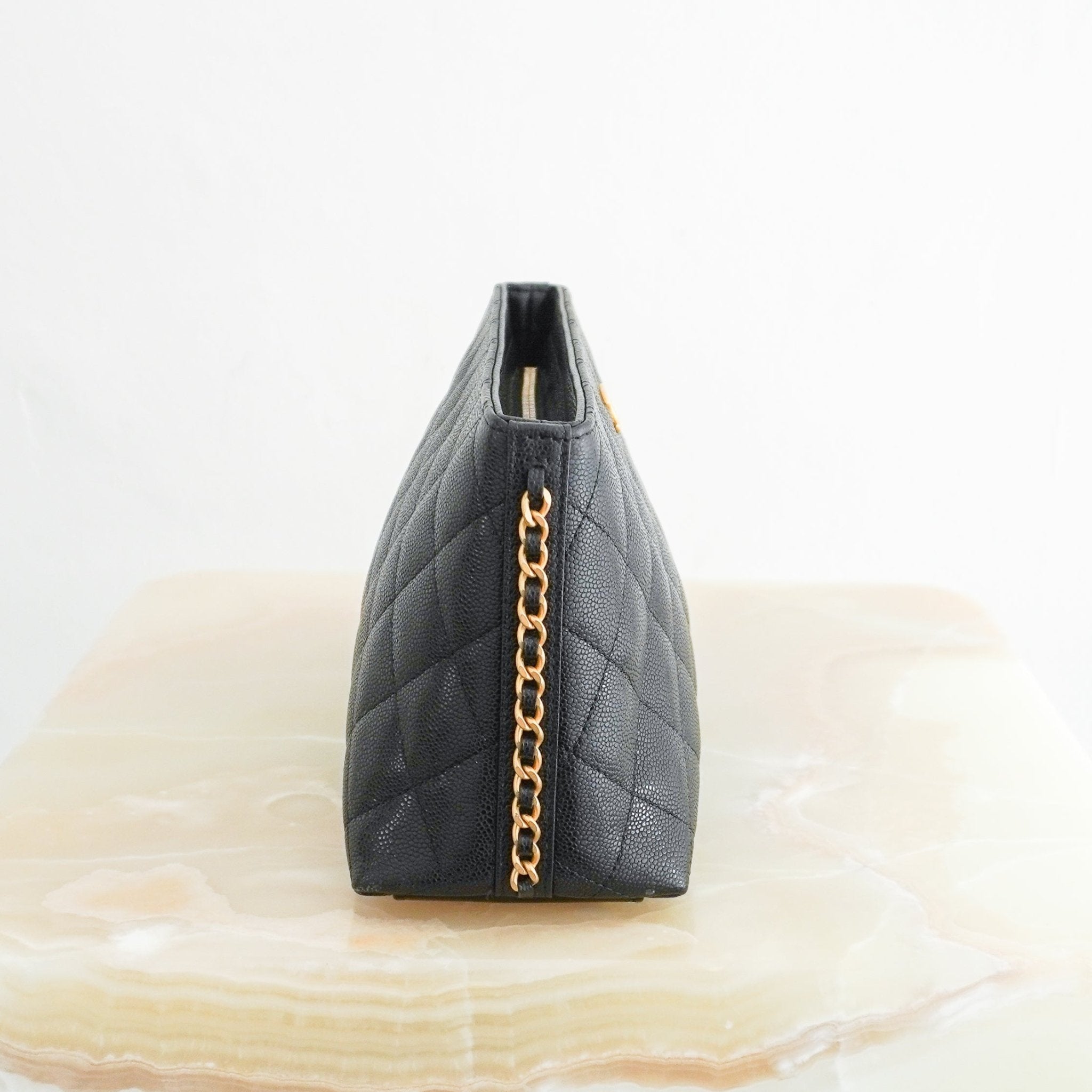 Chanel Black Caviar Leather Cosmetic Vanity Case RRP £1400 | Authentic Preloved - Reloved Again