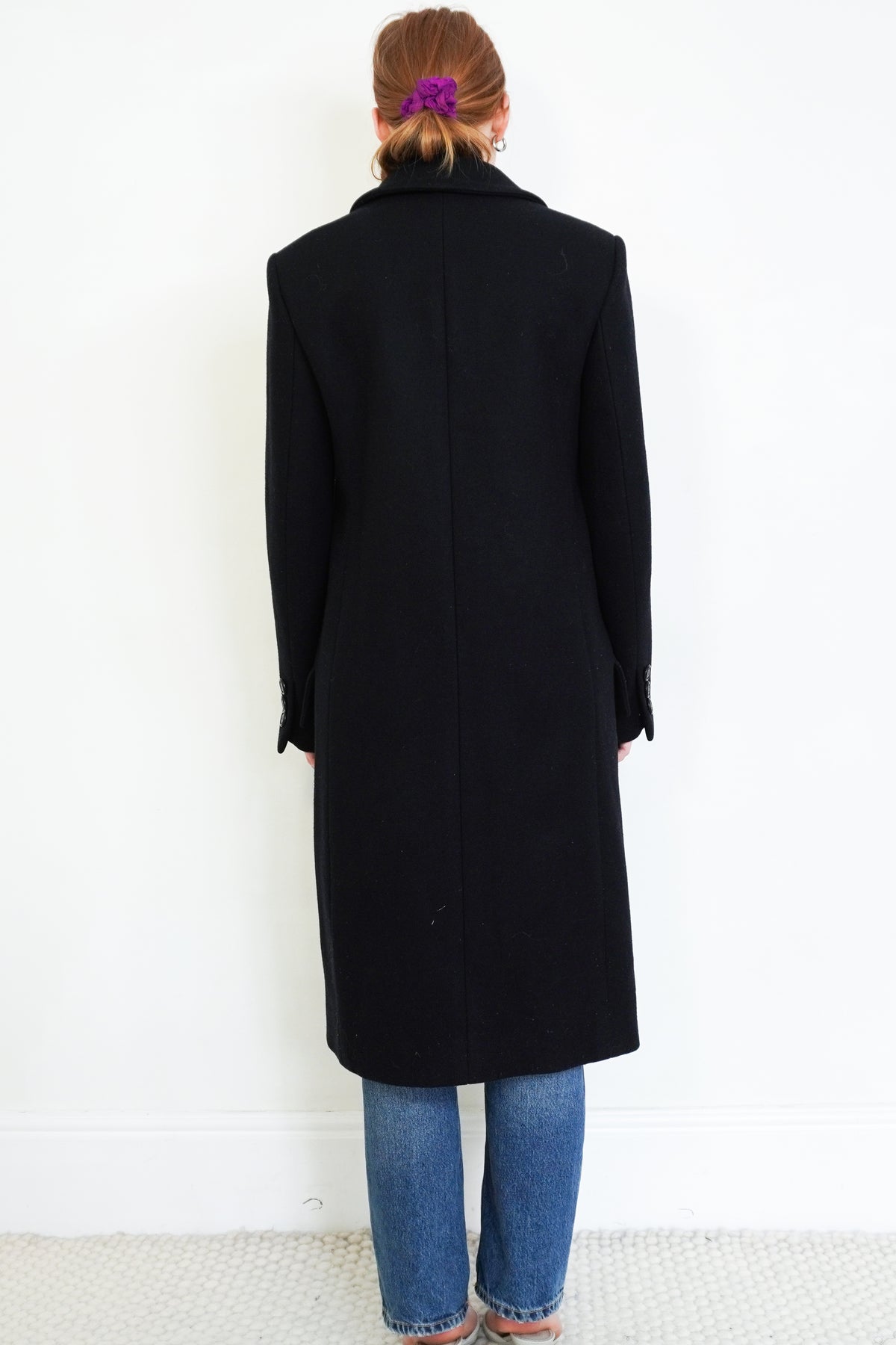 Chanel Black Double-Breasted Wool Coat back photo chelsea london