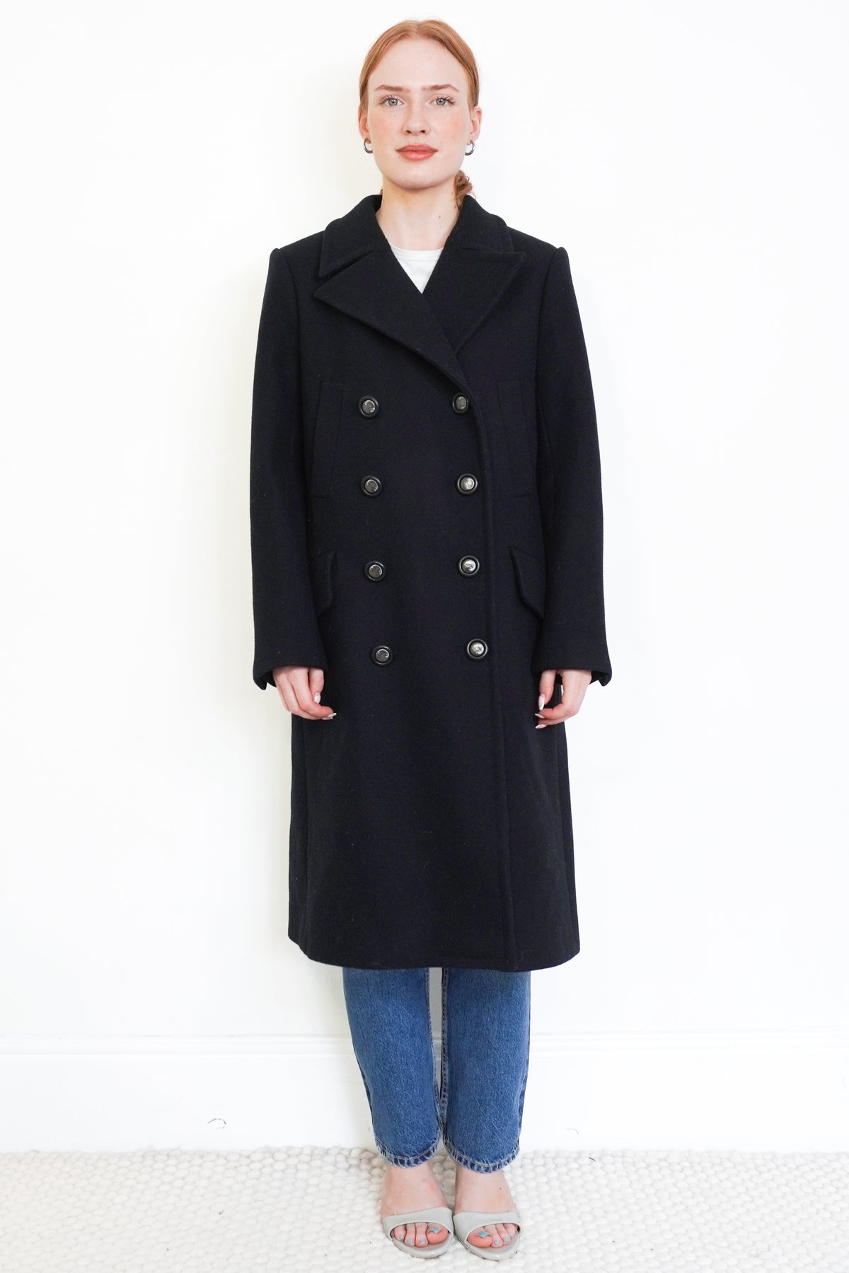 Chanel Black Double-Breasted Wool Coat front photo chelsea london
