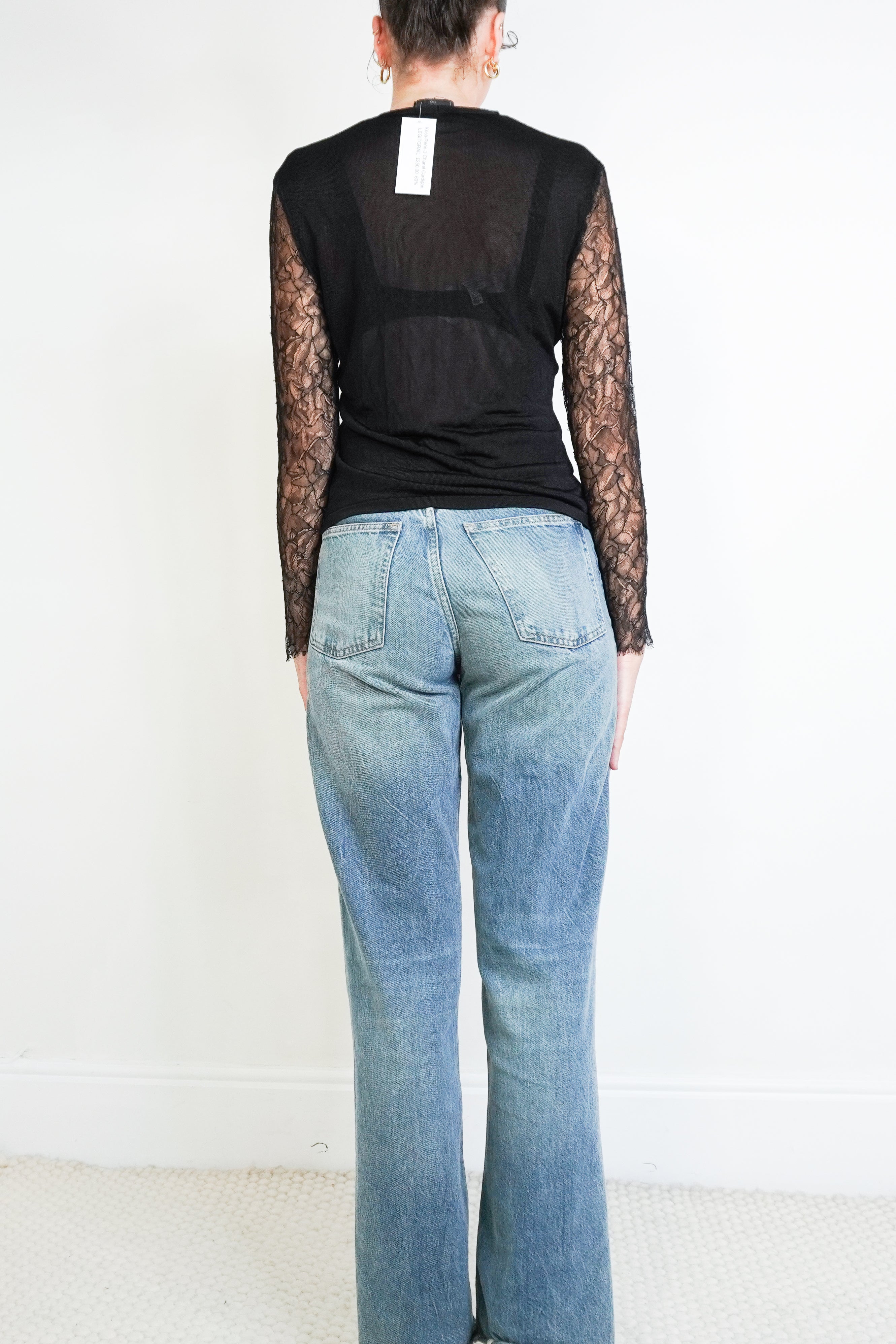 Chanel Black Lace Sleeve Cardigan back photo chelsea london