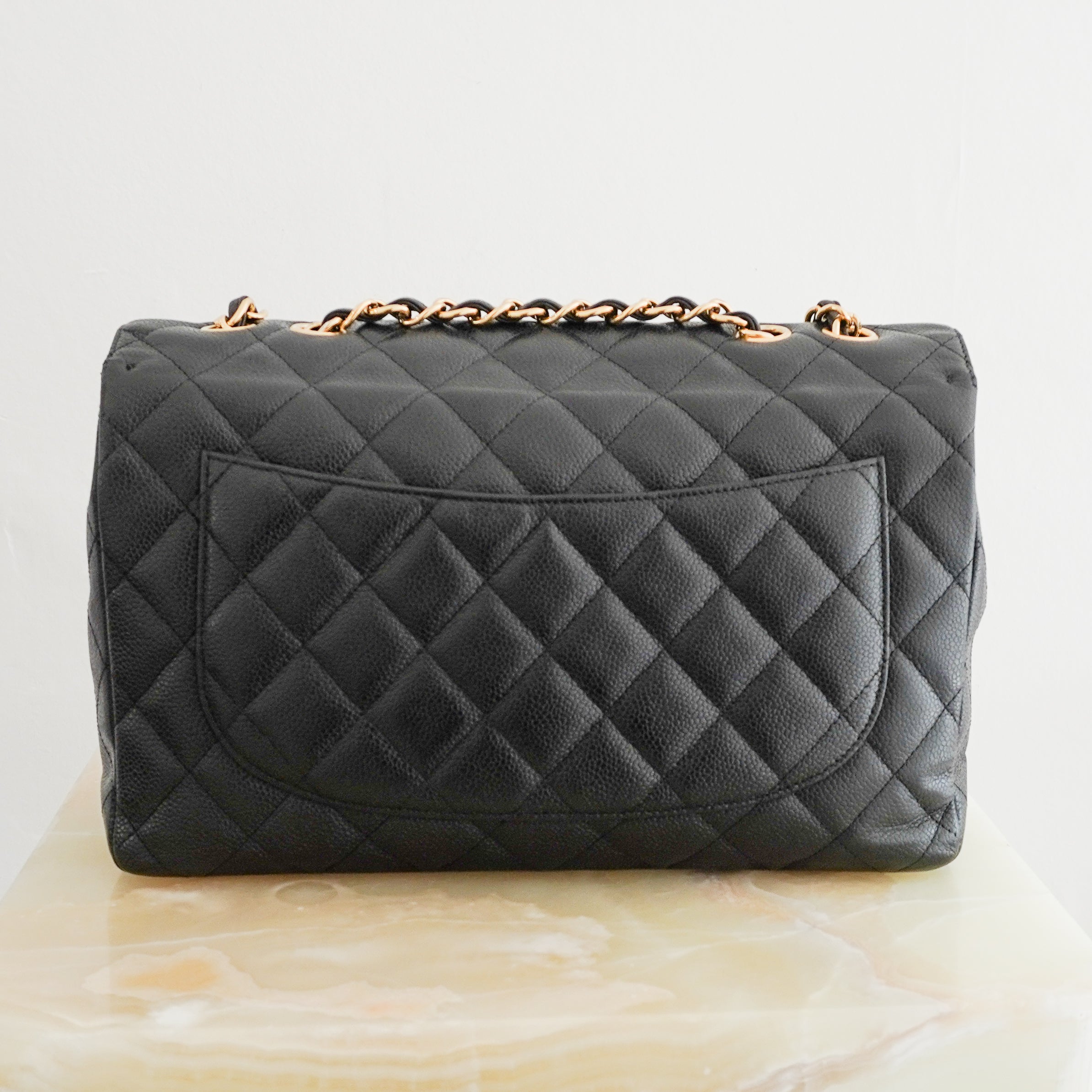 Chanel Black Large Classic Single Flap Bag Lambskin with Gold-Tone Hardware back photo chelsea london