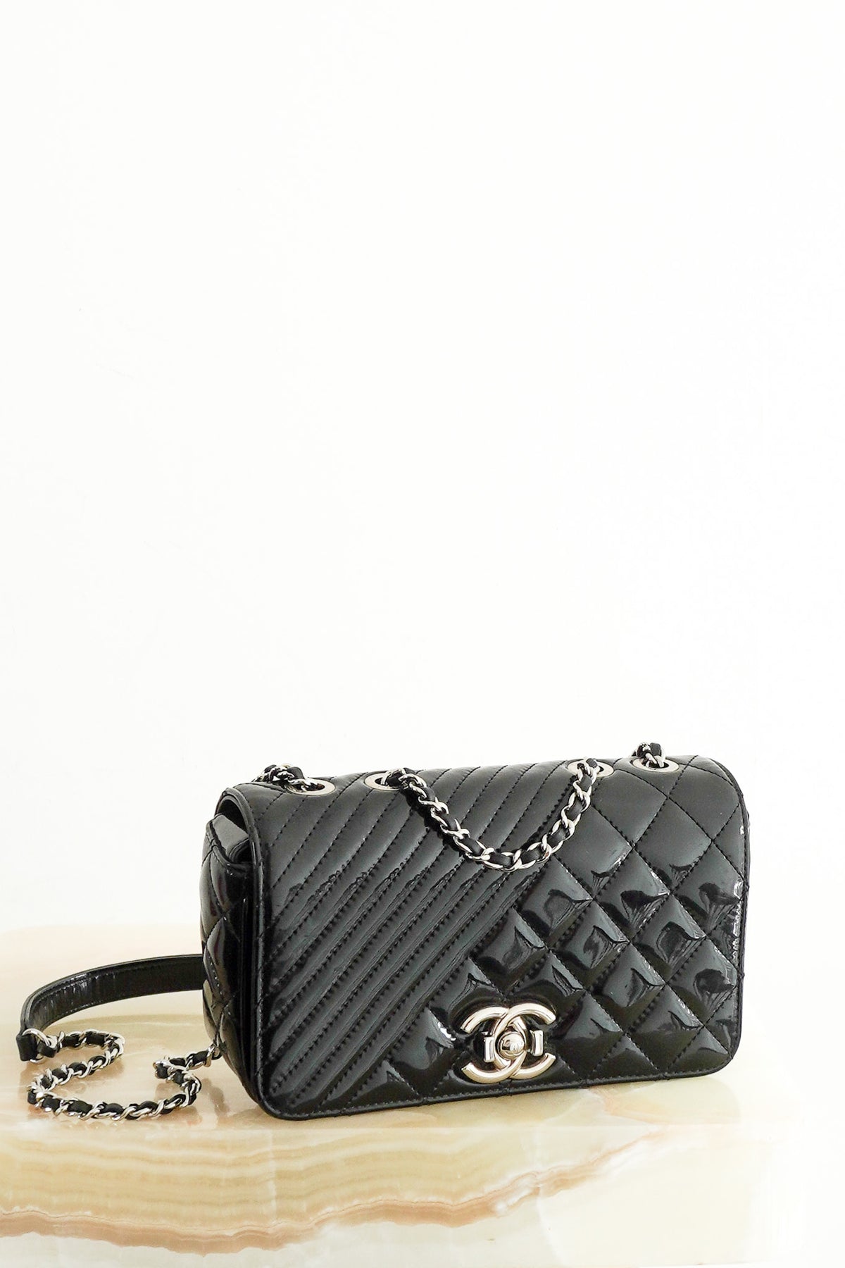 Chanel Black Patent Coco Flap Bag front