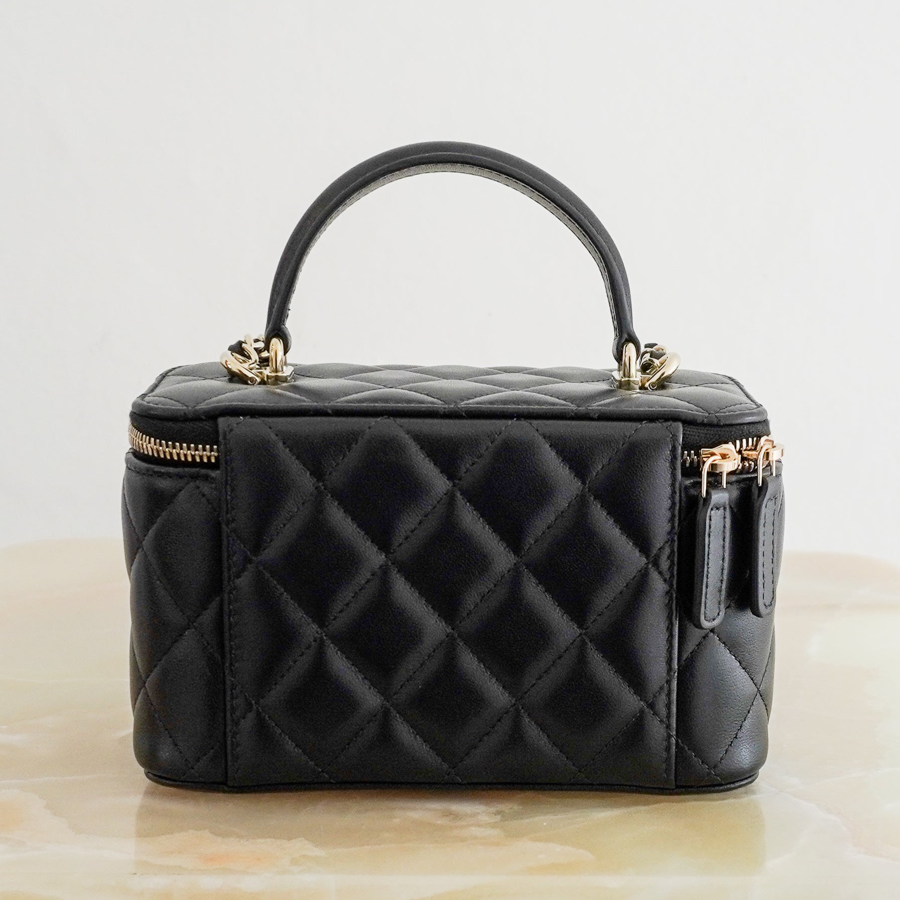 Chanel Black Quilted Vanity Case in Lambskin (RRP £3500) | Authentic Preloved - Reloved Again