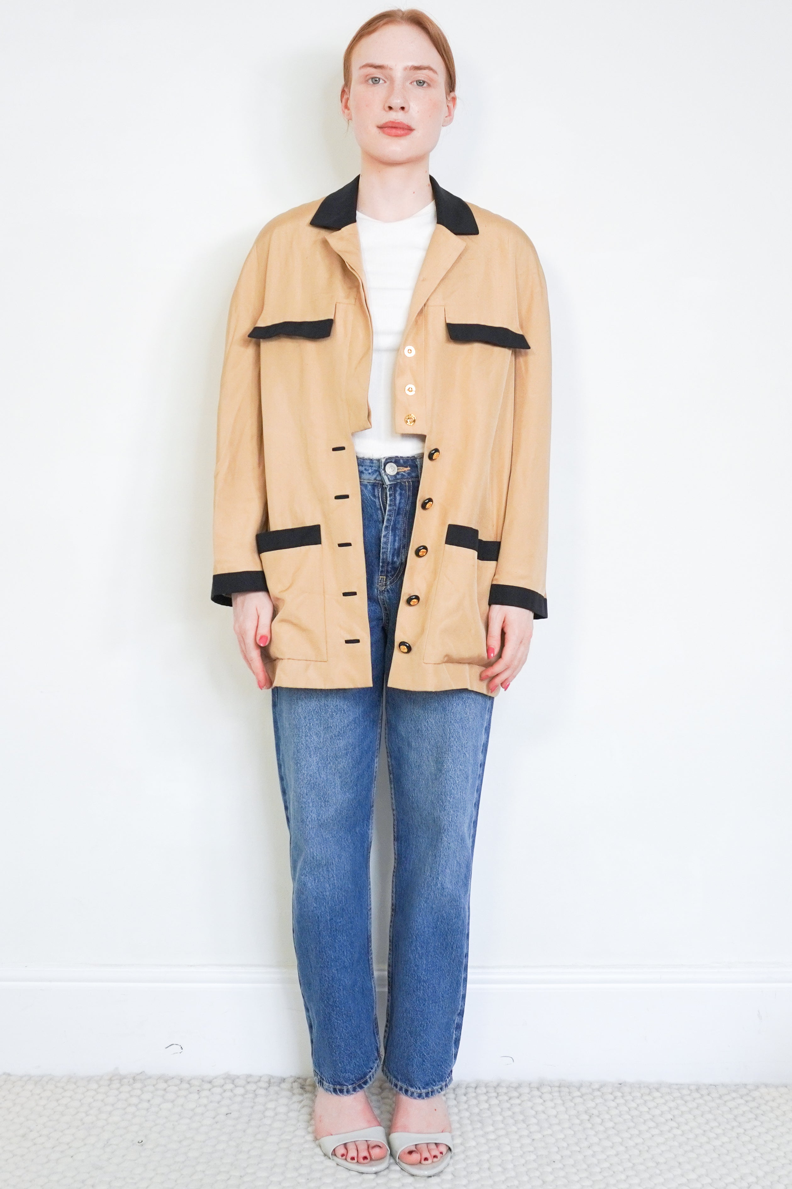 Chanel Boutique Vintage 90s Silk Jacket front photo chelsea london