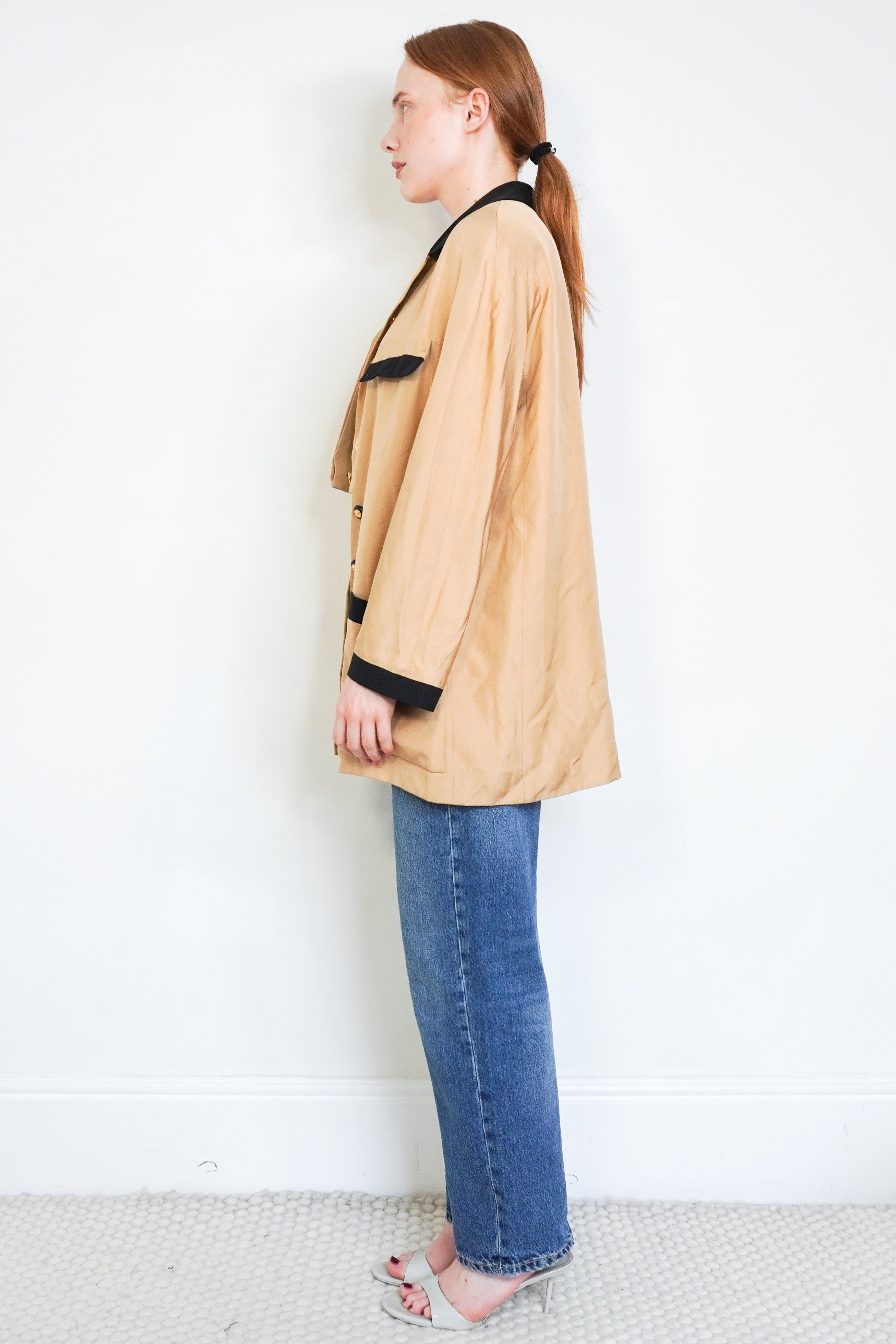 Chanel Boutique Vintage 90s Silk Jacket side photo chelsea london