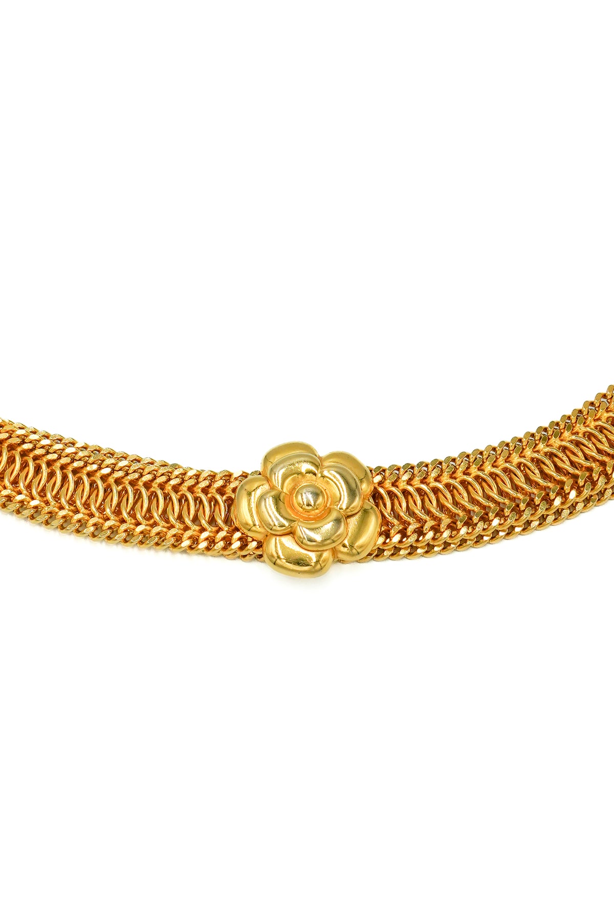 Chanel Camellia Haute Couture Gold Tone Belt front