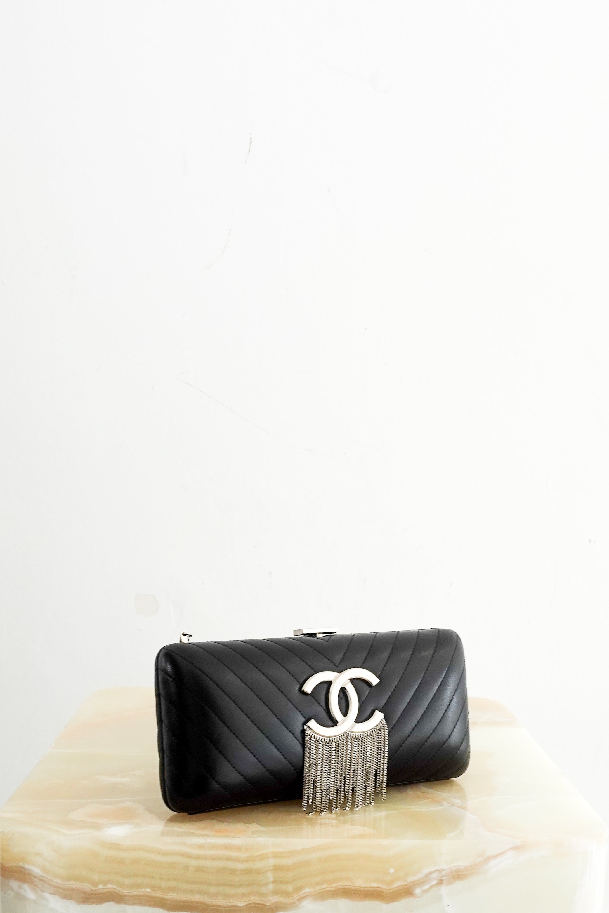 Chanel Chevron fringe clutch Spring 2018 | Authentic Preloved