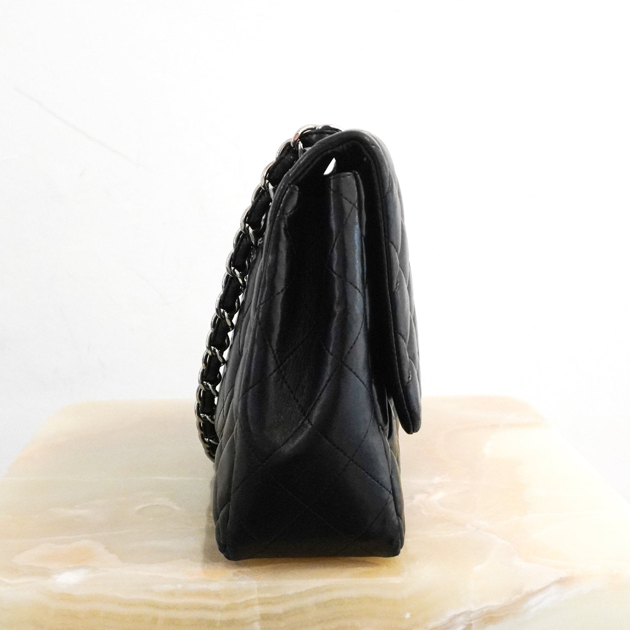 Chanel Jumbo Lambskin Classic Single Flap Bag Black RRP £10k | Authentic Preloved - Reloved Again