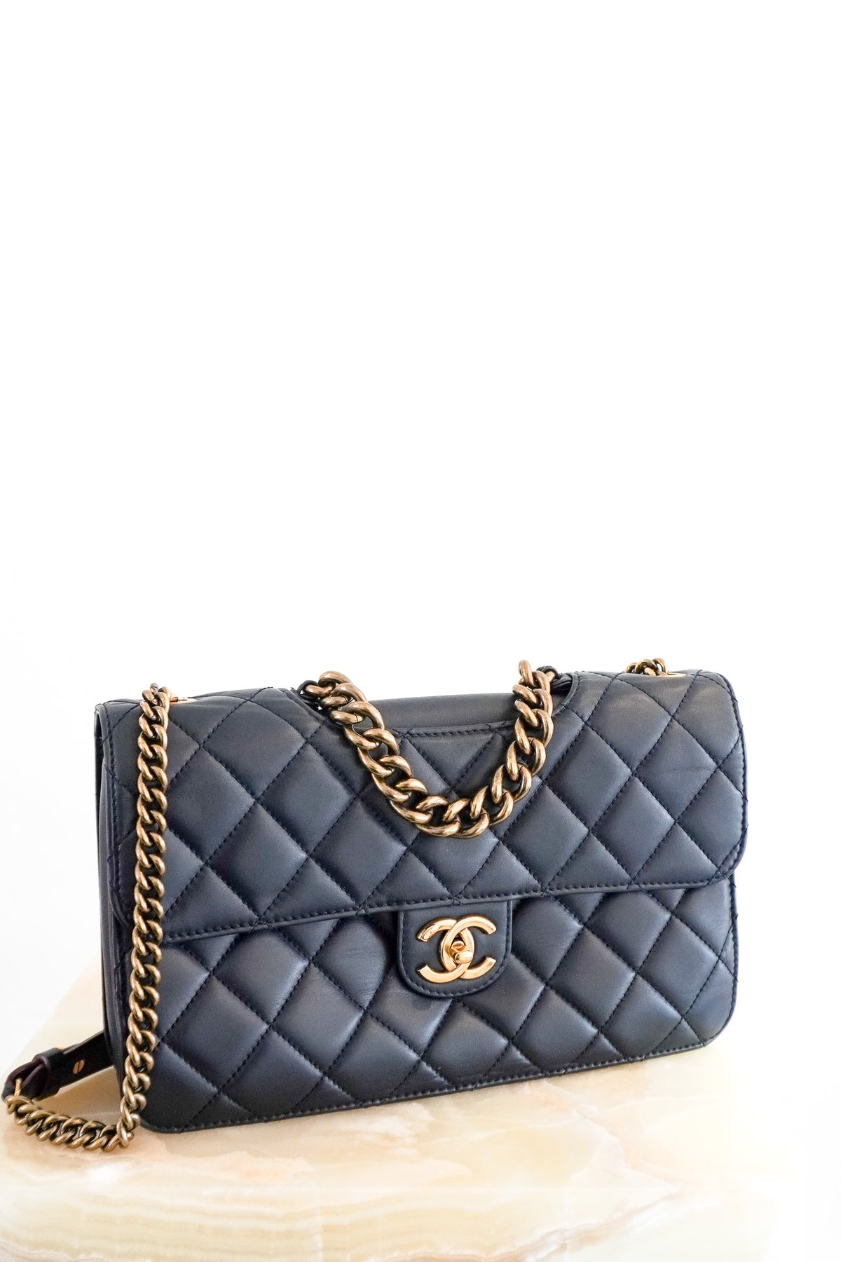 Chanel Large Perfect Edge Flap Bag Navy Quilted Lambskin | Authentic Preloved - Reloved Again